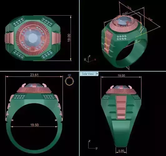 Ring man modern diamond RM-DRO-003 3D print model
