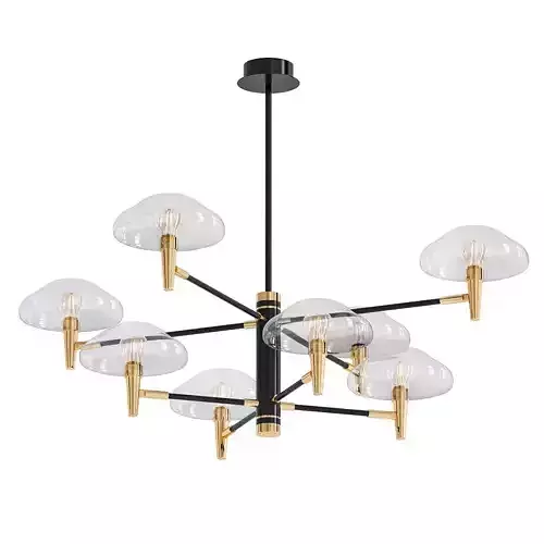 MEDUZA chandelier with brass and glass shades