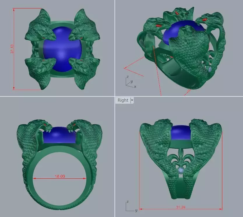 Snake Ring modern jewelry RM-GOV-001 3D print model