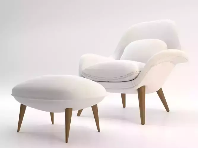 white fabric arm chair