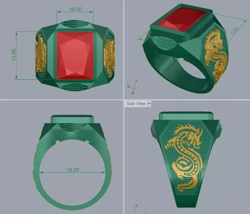 Ring Man Modern Gemstone RM-GPR-001 3D print model