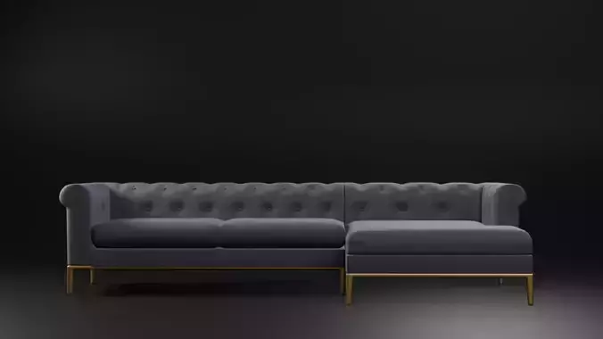 RH Italia Chesterfield Sectional Sofa Metal Base