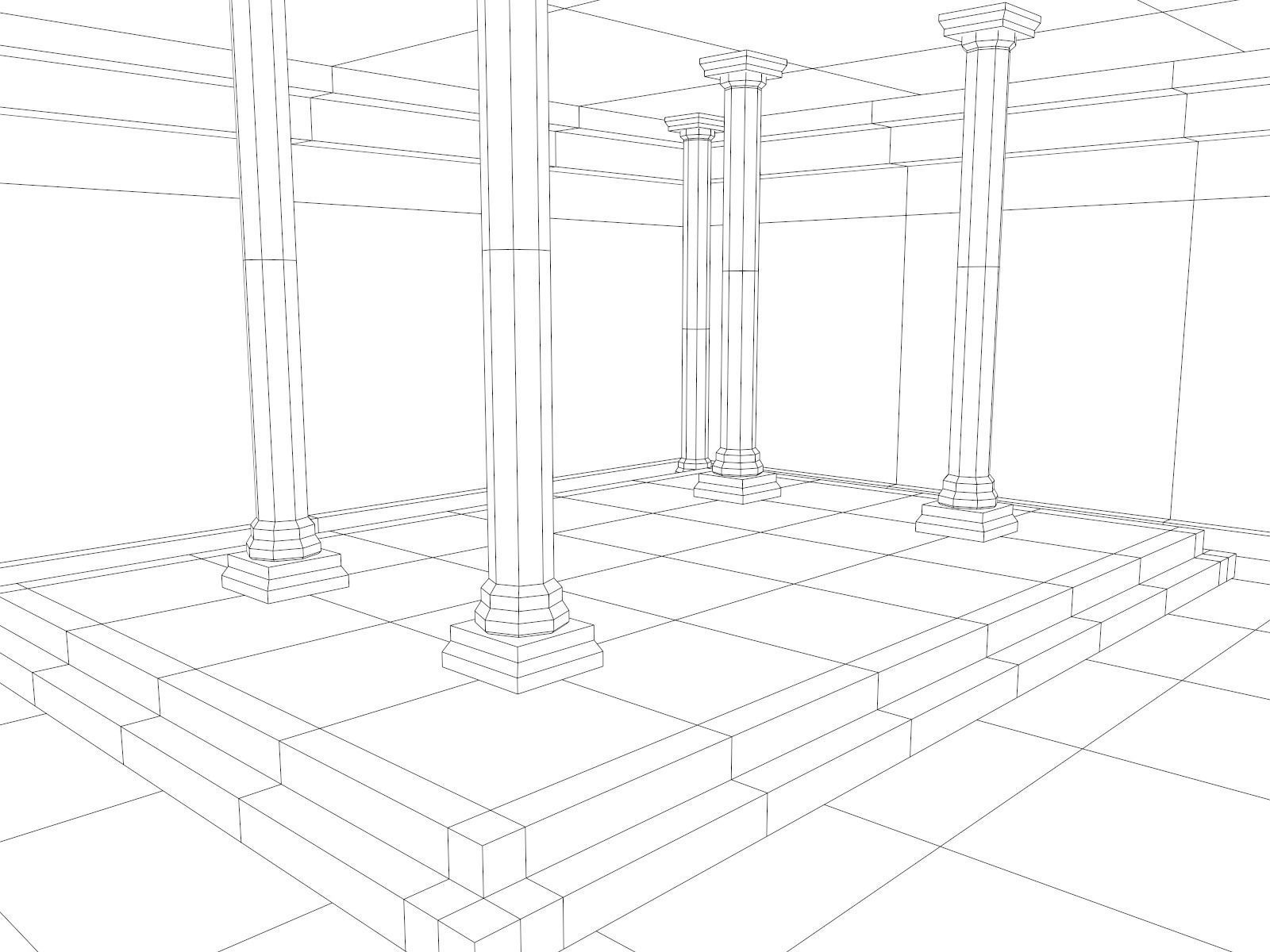 Lowpoly Ancient Temples Collection With Interior Low-poly 3D model_85