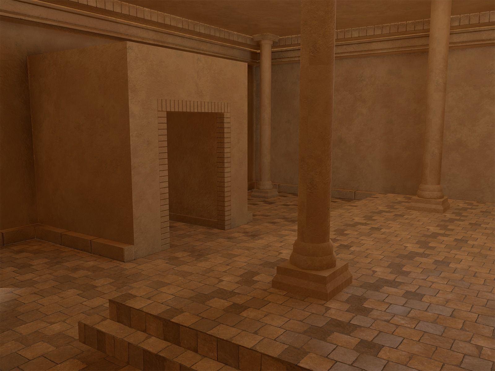 Lowpoly Ancient Temples Collection With Interior Low-poly 3D model_38