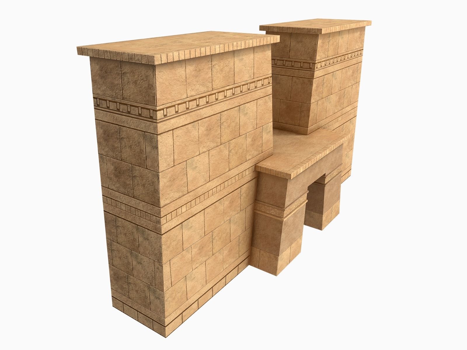 Lowpoly Ancient Temples Collection With Interior Low-poly 3D model_8