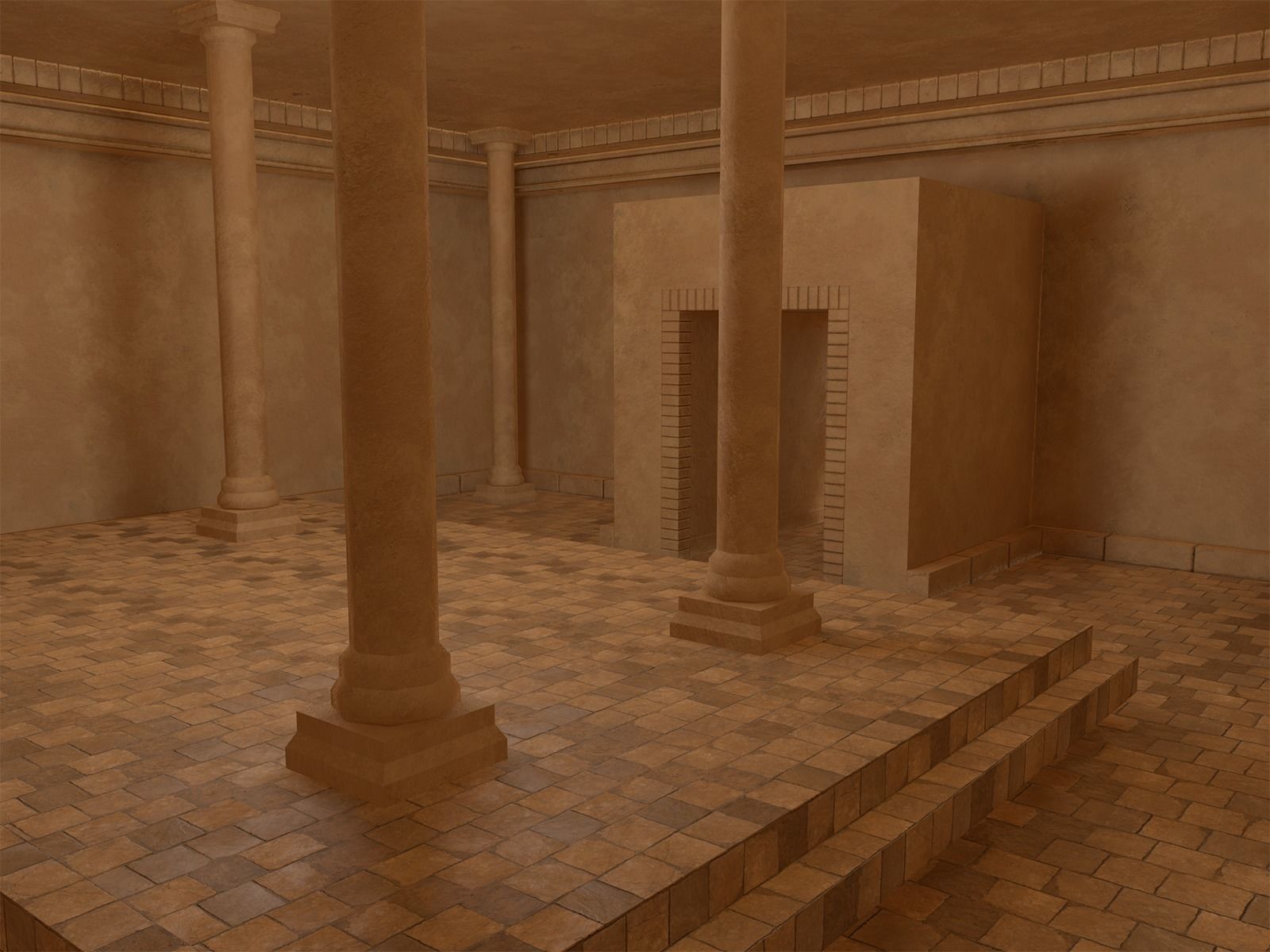 Lowpoly Ancient Temples Collection With Interior Low-poly 3D model_37