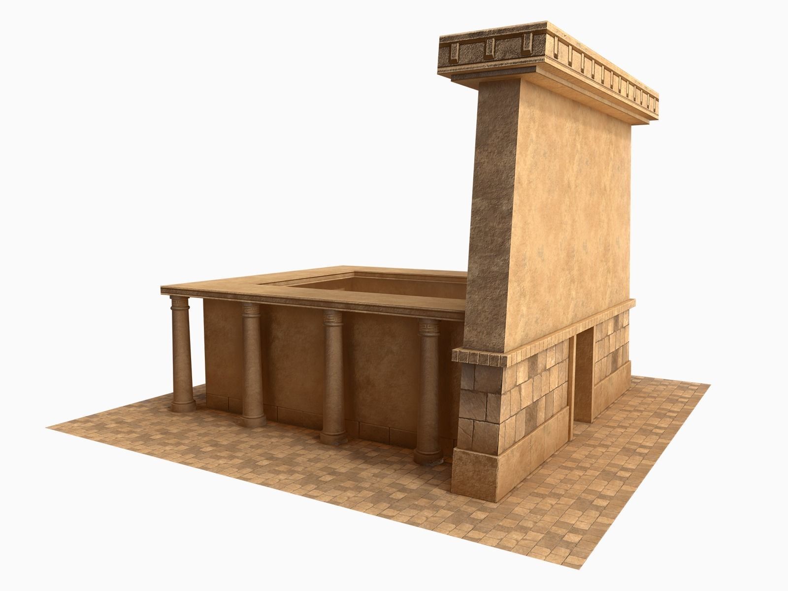 Lowpoly Ancient Temples Collection With Interior Low-poly 3D model_54