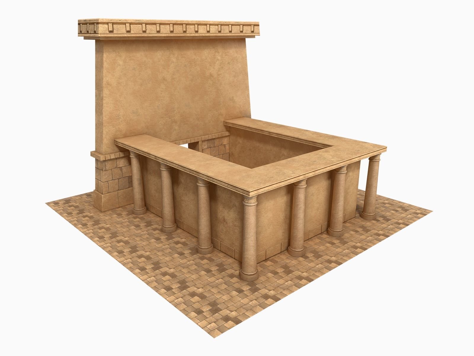 Lowpoly Ancient Temples Collection With Interior Low-poly 3D model_49