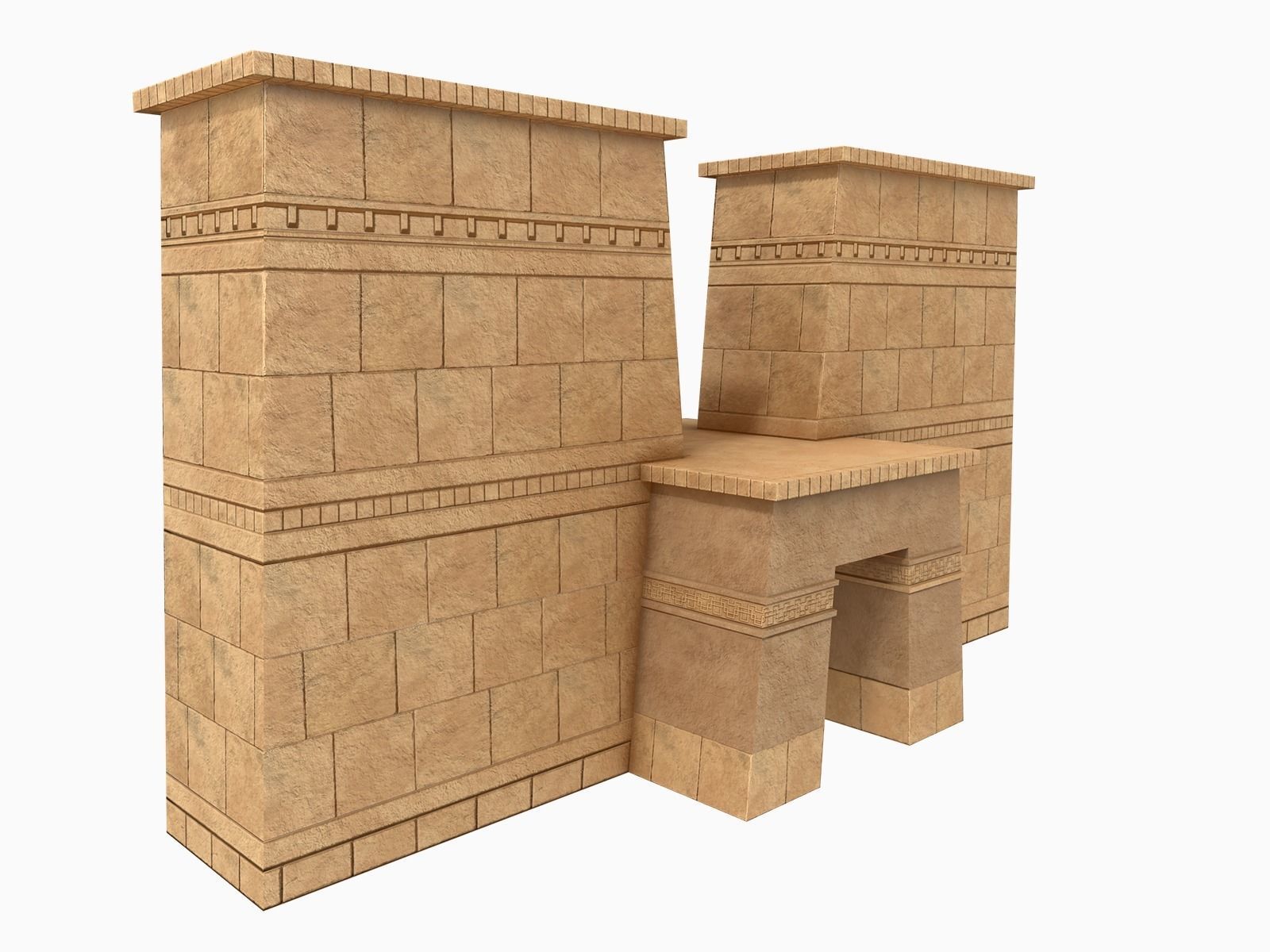 Lowpoly Ancient Temples Collection With Interior Low-poly 3D model_4