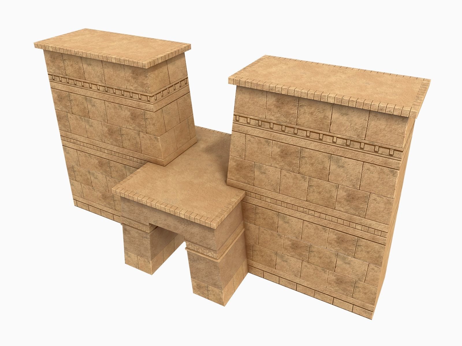 Lowpoly Ancient Temples Collection With Interior Low-poly 3D model_7