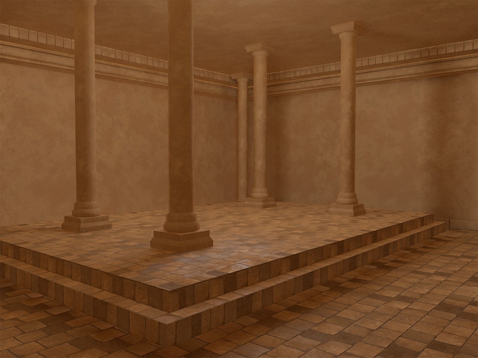 Lowpoly Ancient Temples Collection With Interior Low-poly 3D model_40