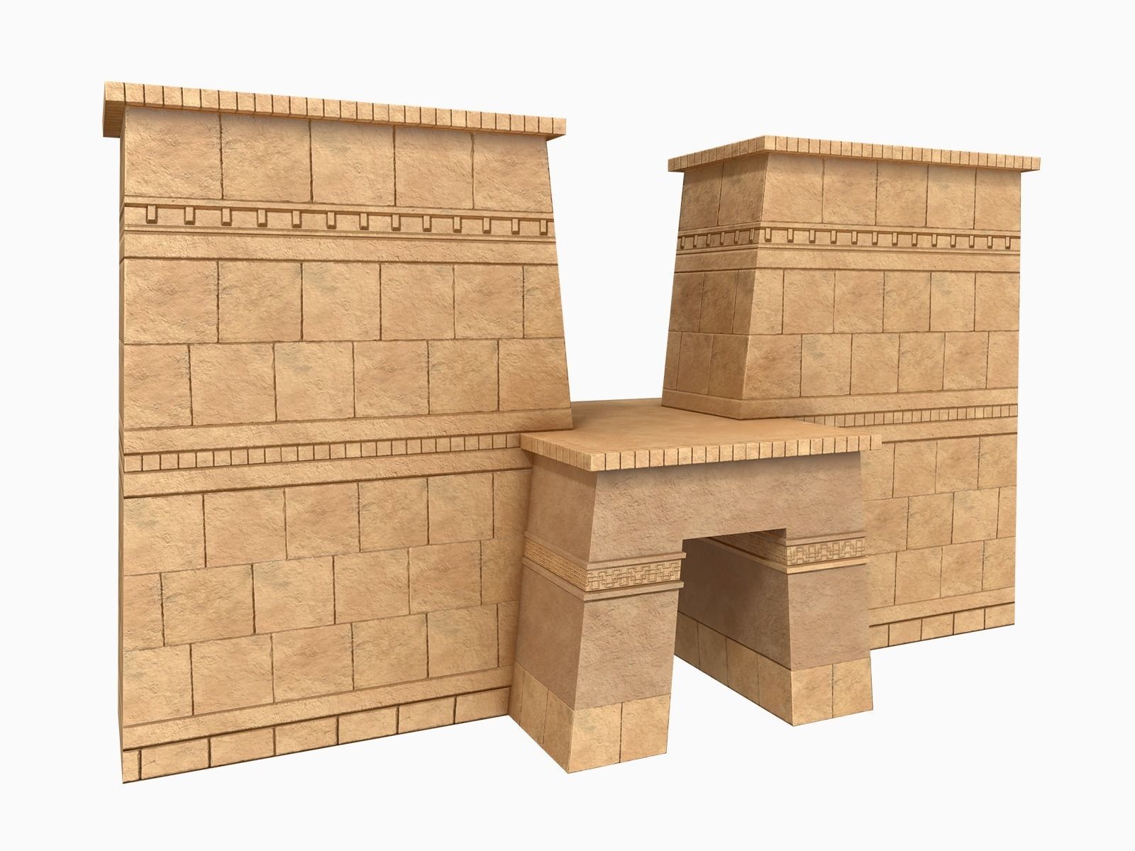 Lowpoly Ancient Temples Collection With Interior Low-poly 3D model_5