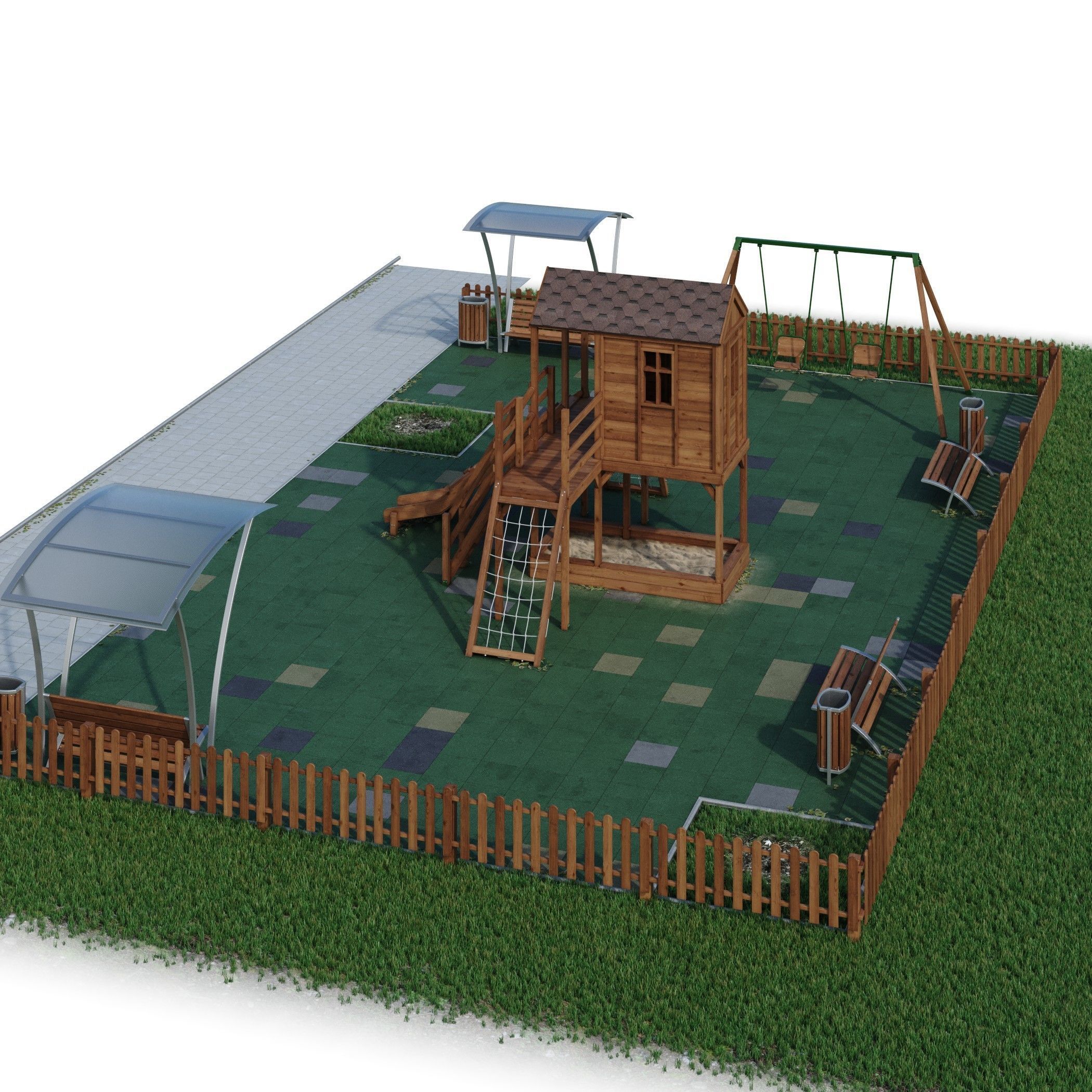 Children playground Forest house 3D model_19