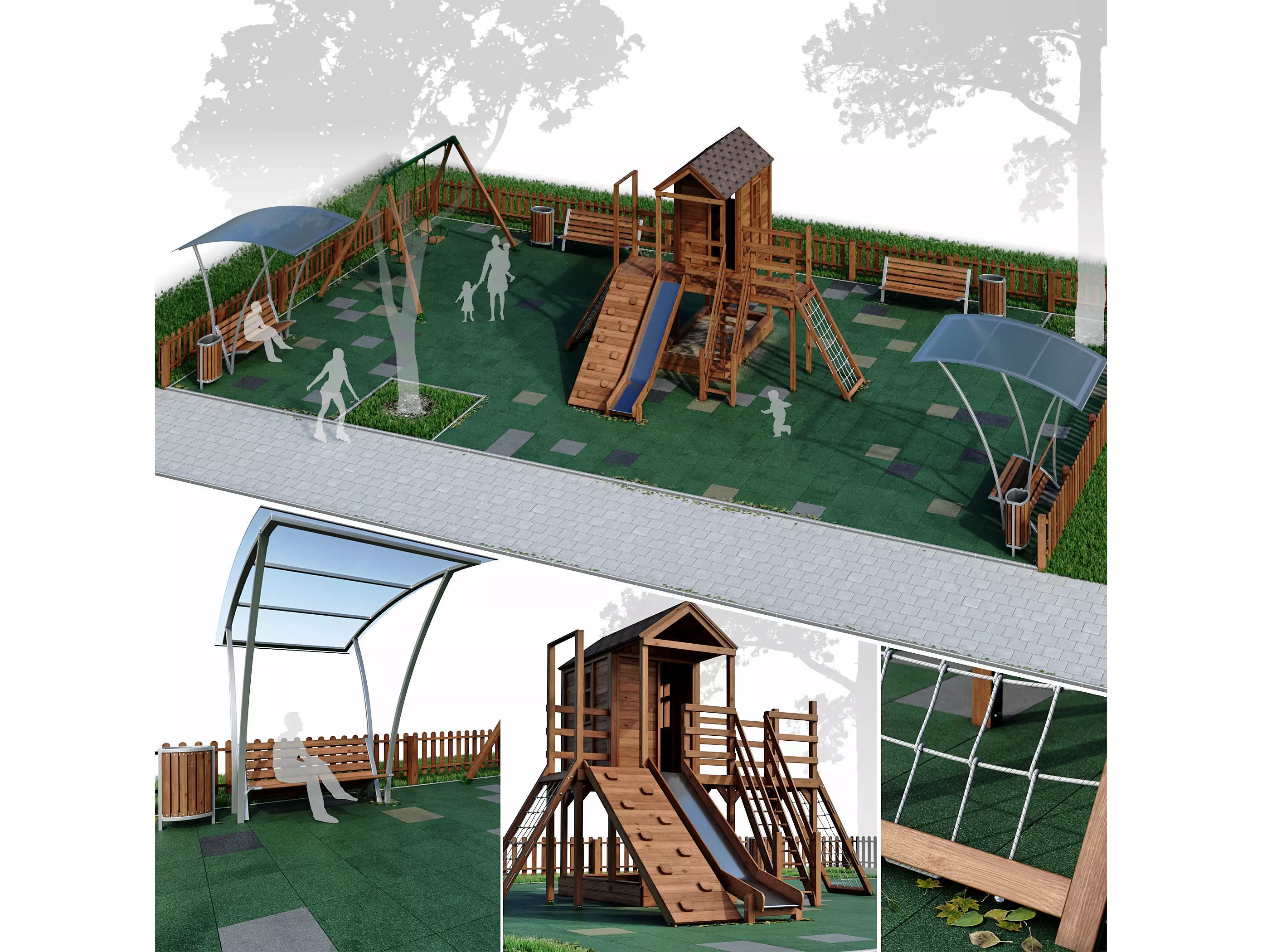 Children playground Forest house 3D model_0