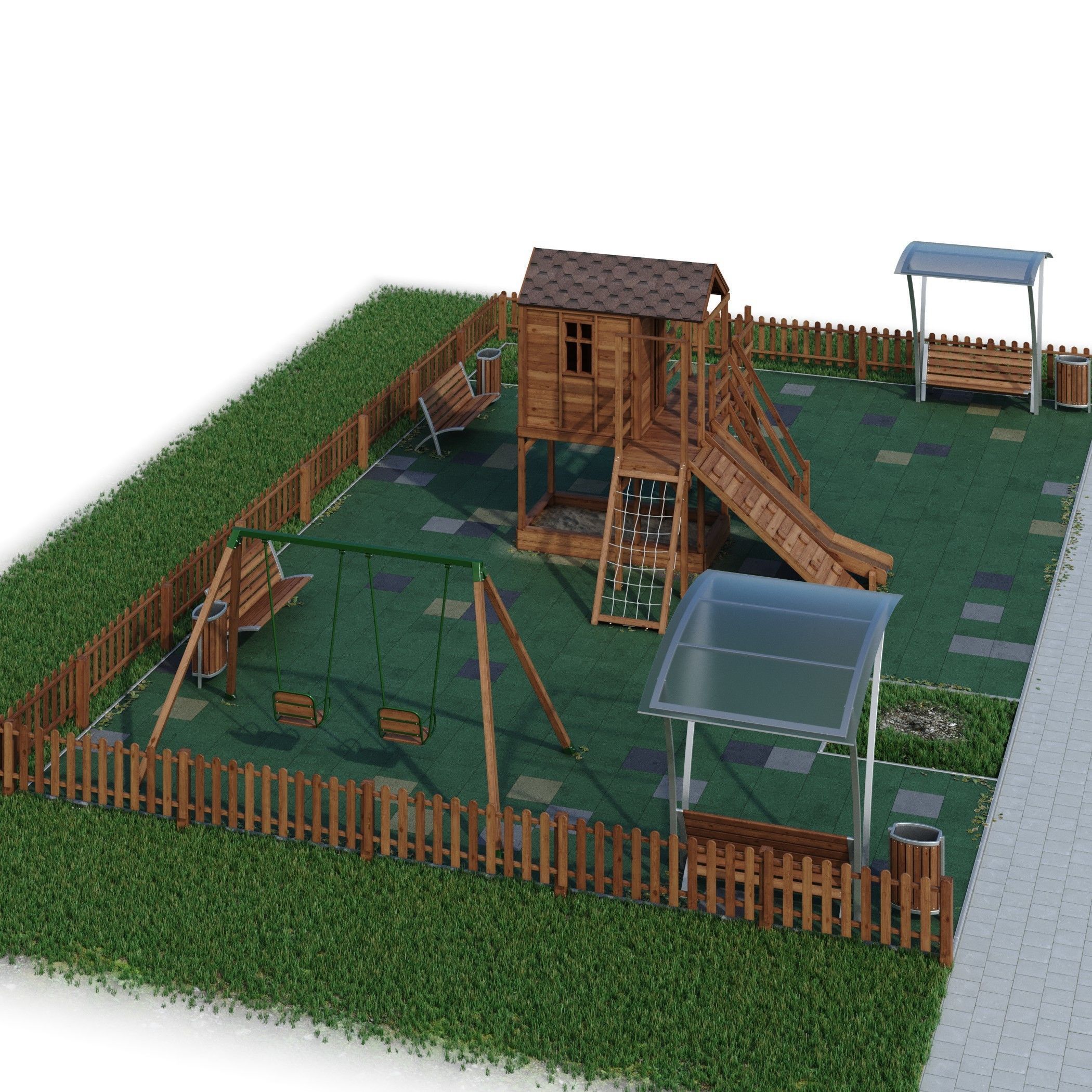 Children playground Forest house 3D model_34