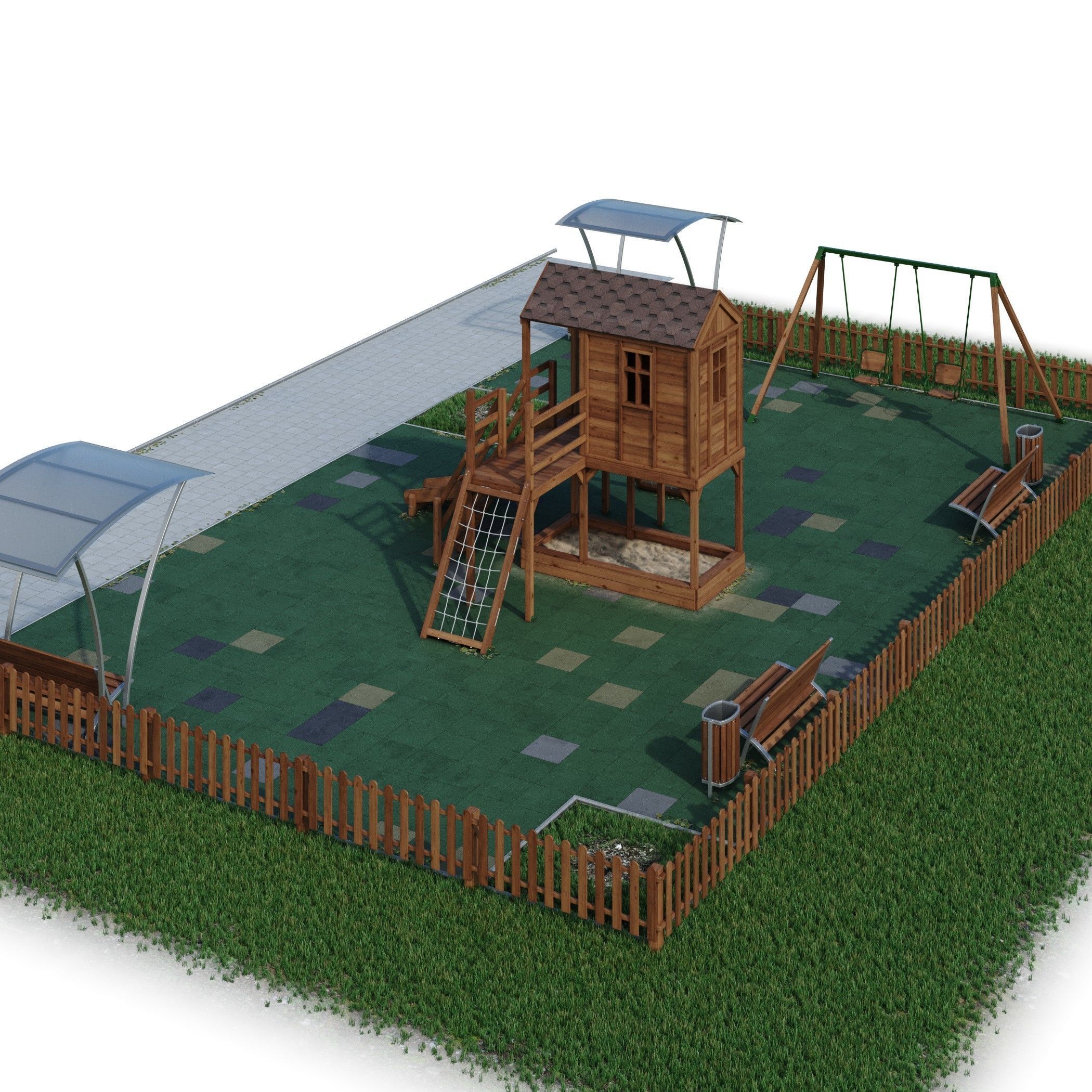 Children playground Forest house 3D model_20