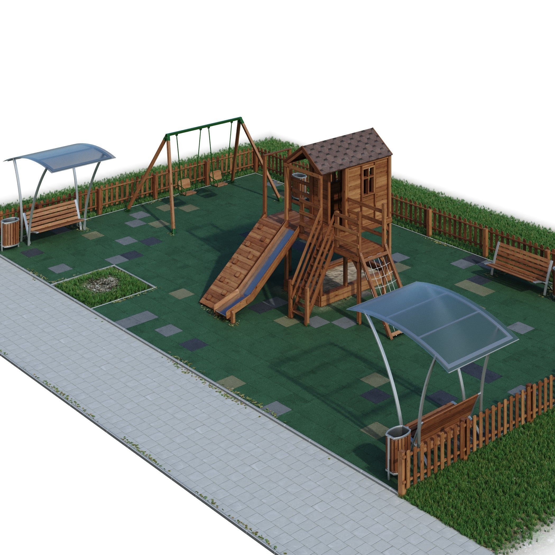 Children playground Forest house 3D model_14