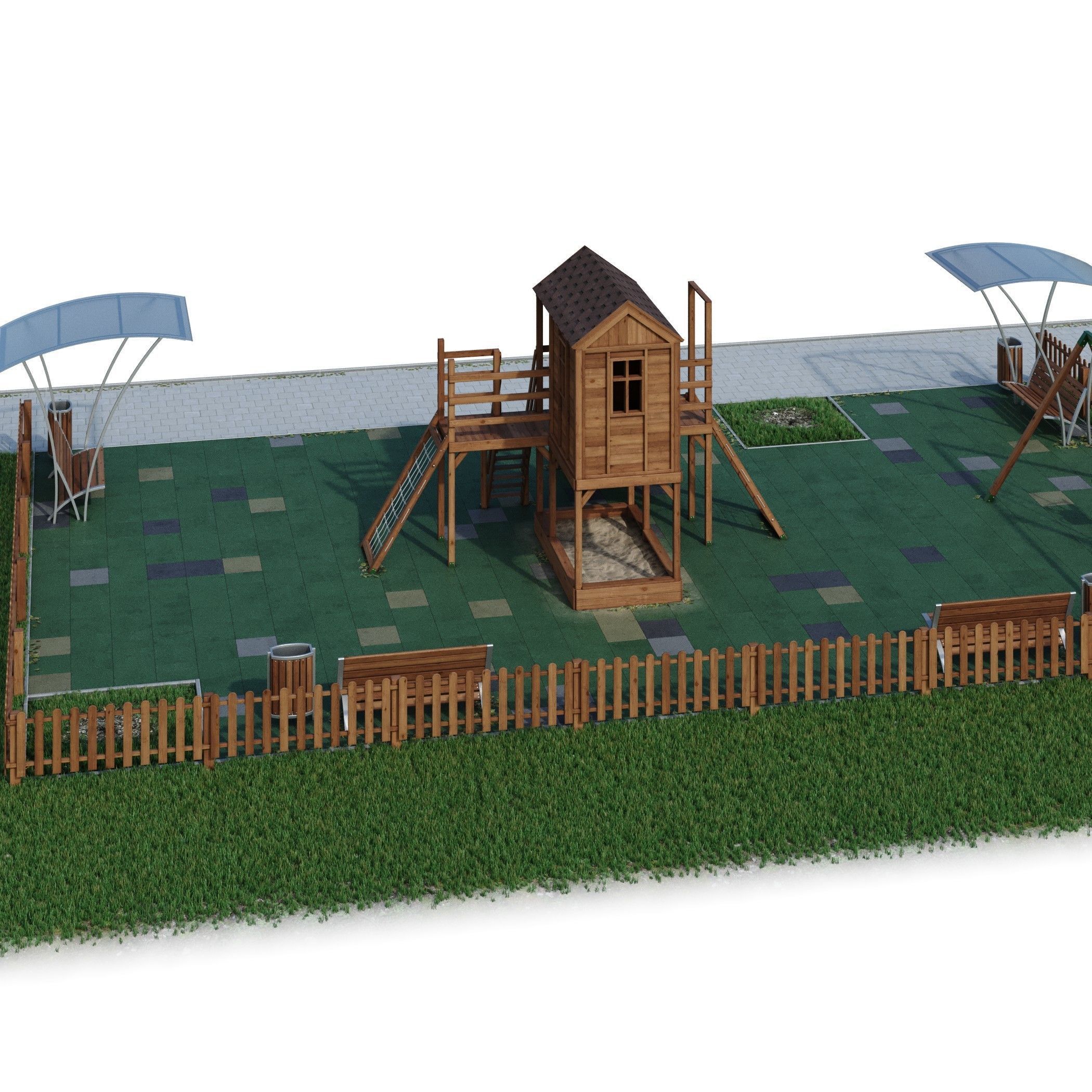 Children playground Forest house 3D model_24