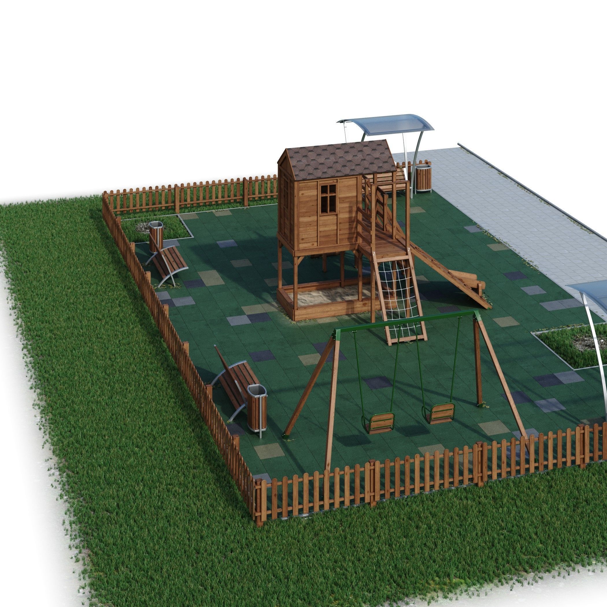 Children playground Forest house 3D model_31