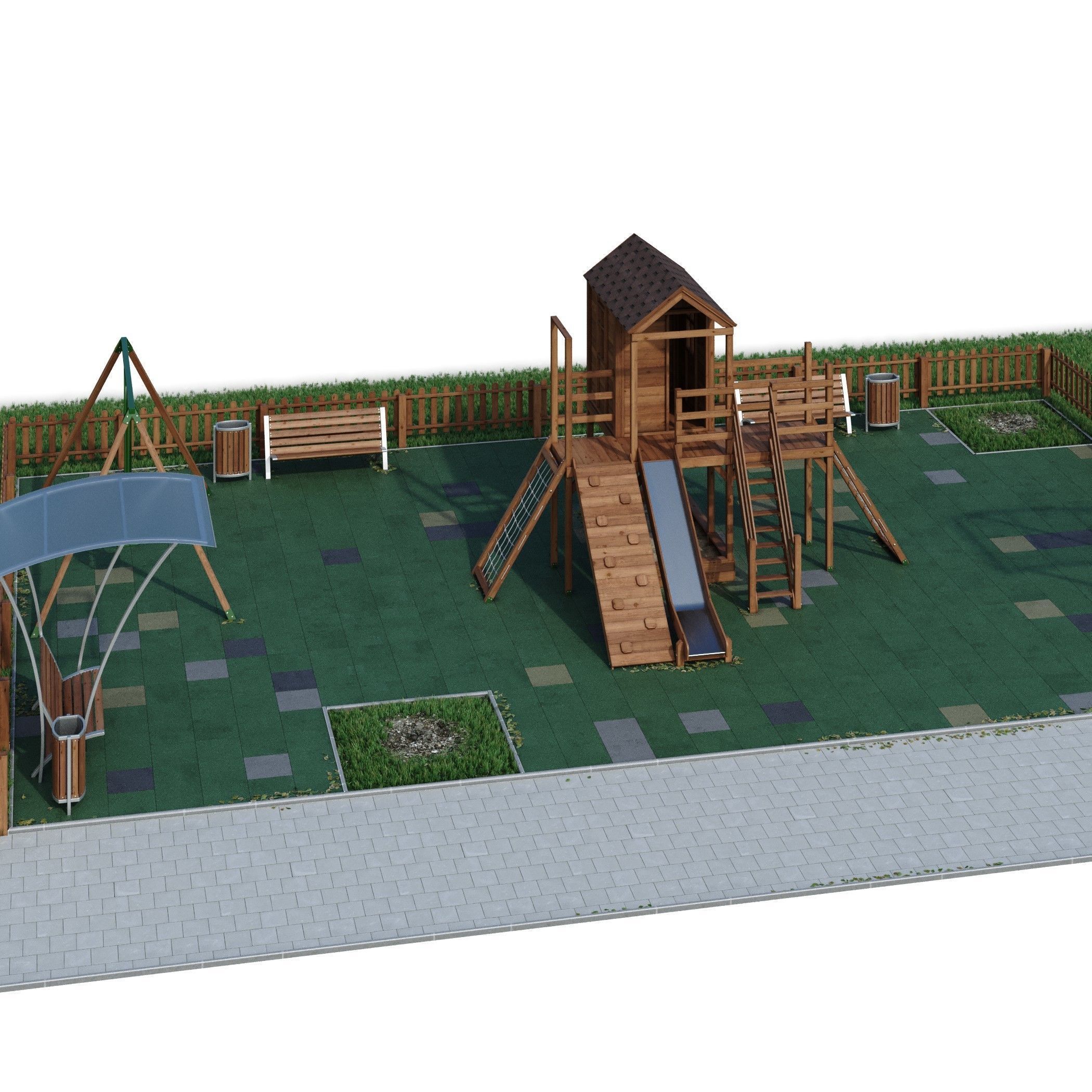 Children playground Forest house 3D model_39