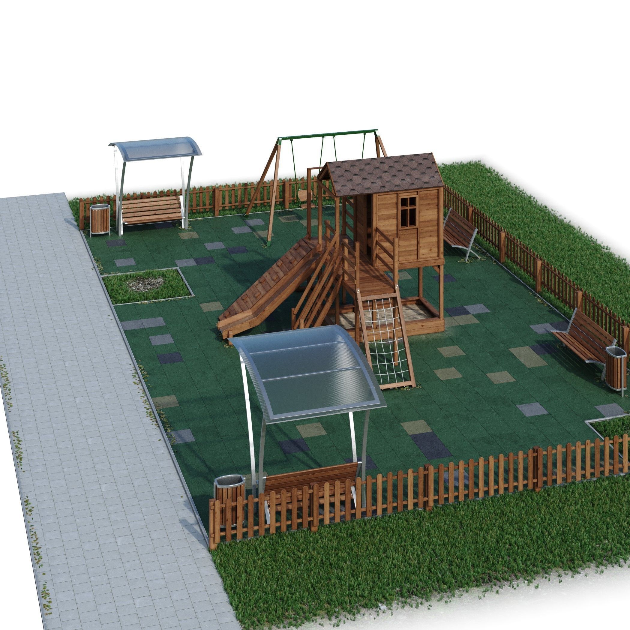 Children playground Forest house 3D model_16