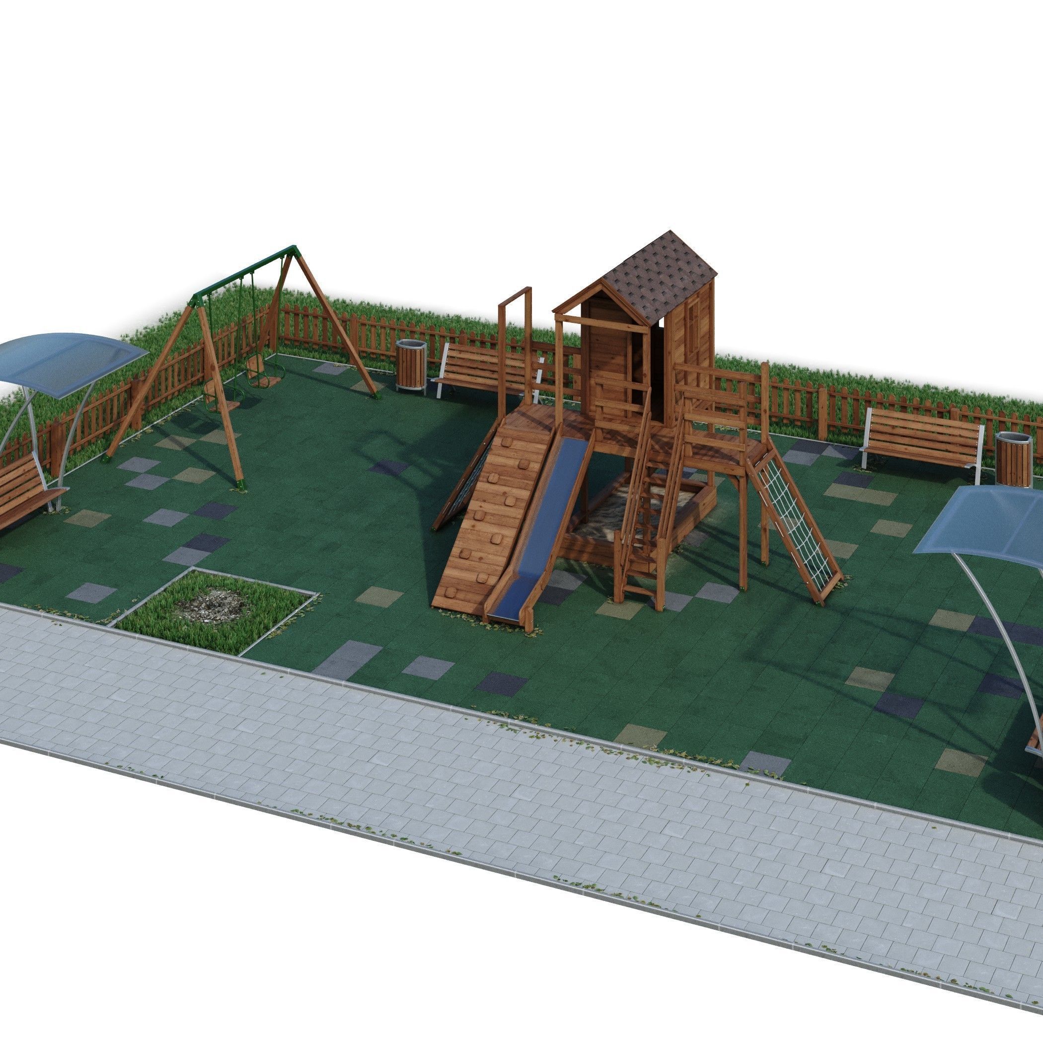 Children playground Forest house 3D model_12