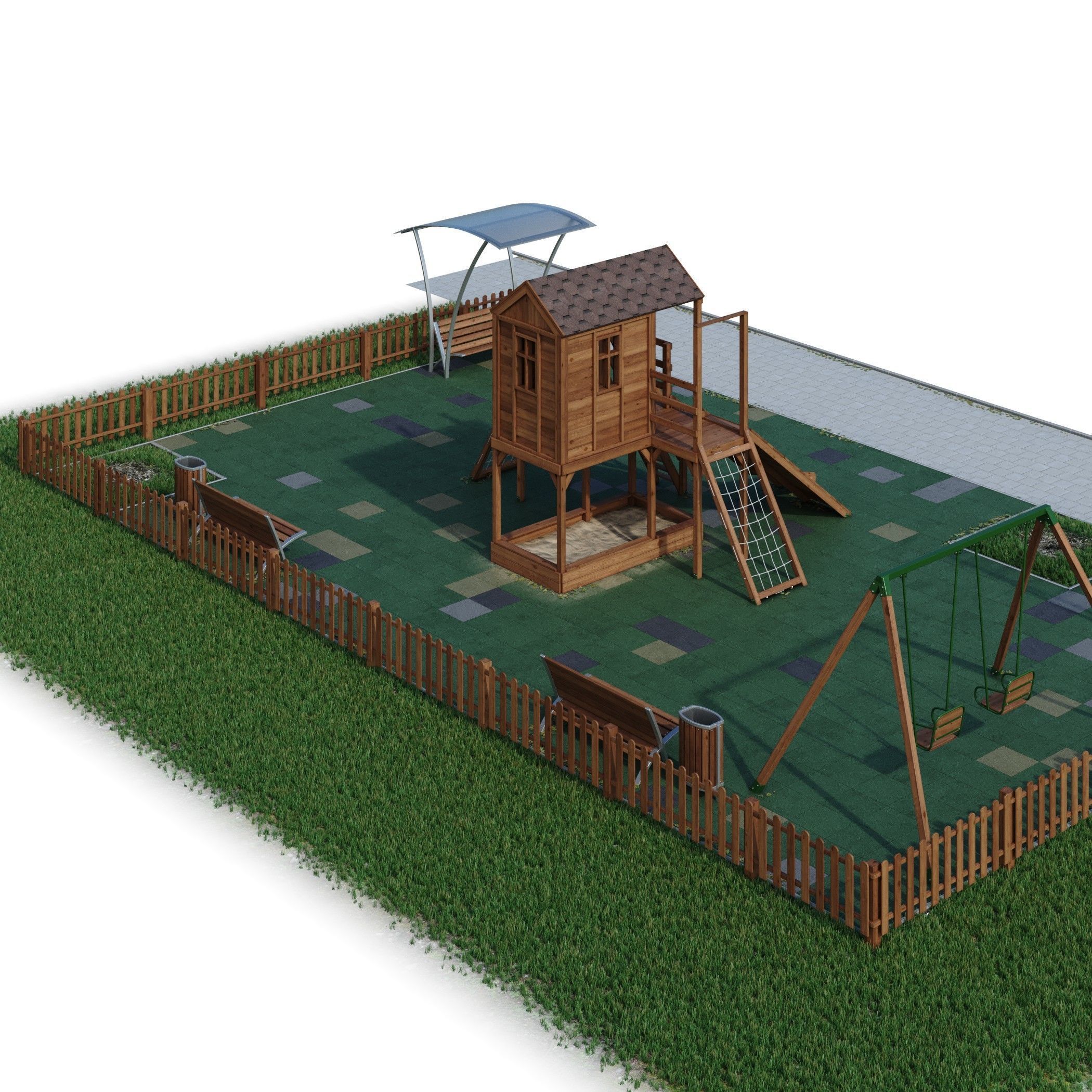 Children playground Forest house 3D model_29