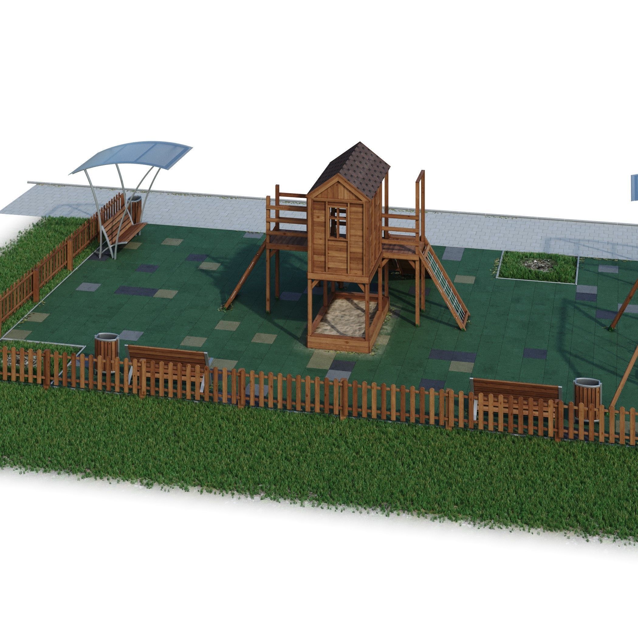 Children playground Forest house 3D model_26