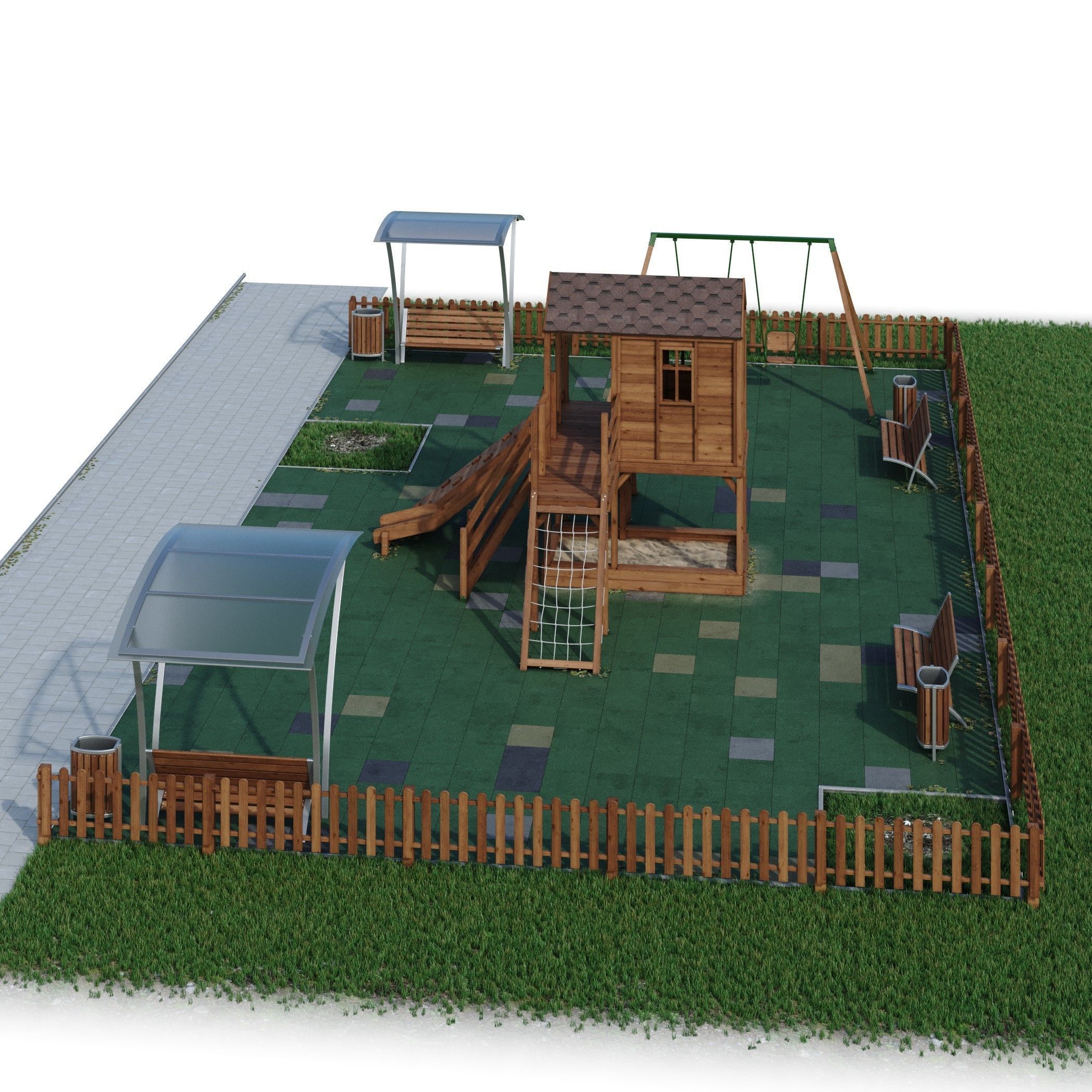Children playground Forest house 3D model_18