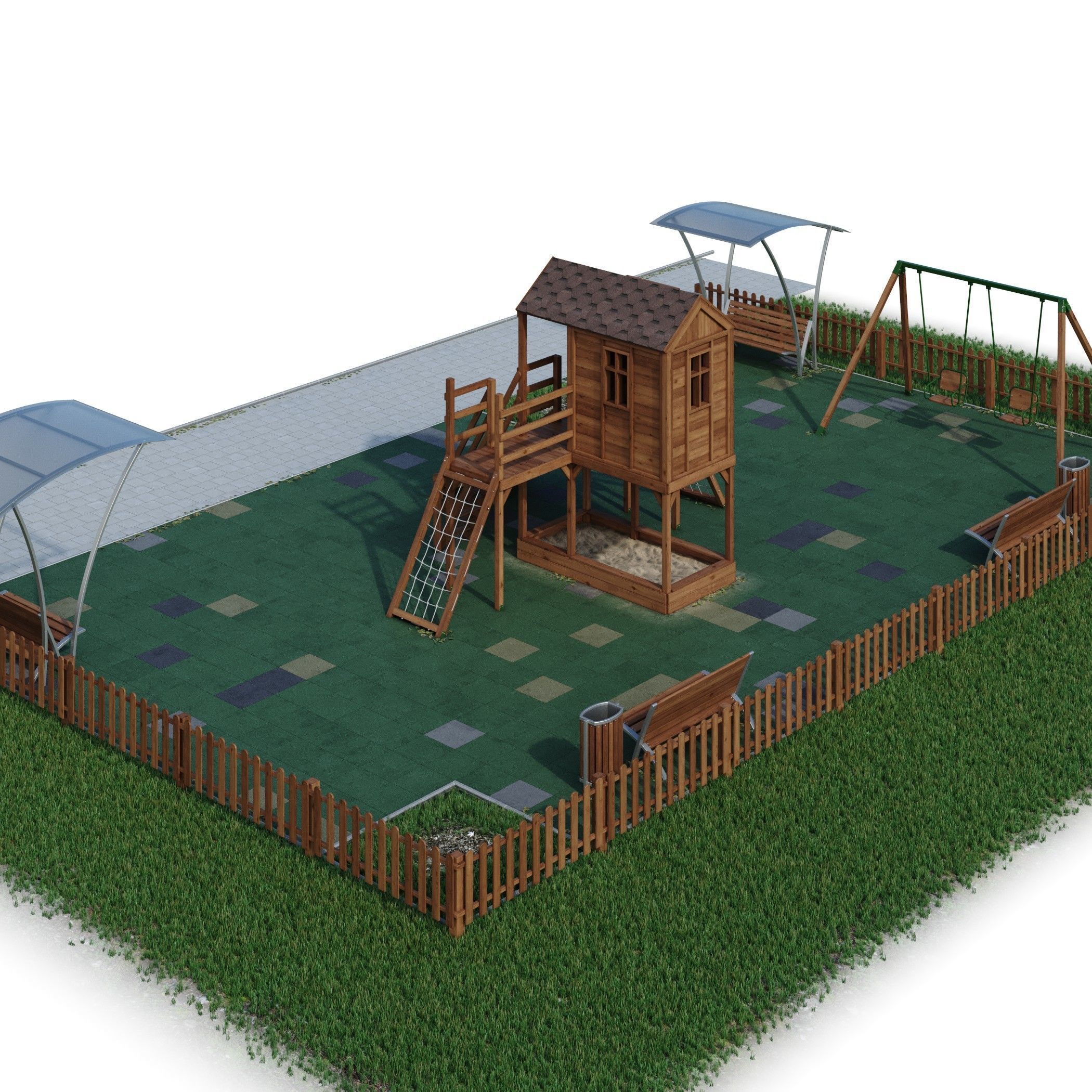 Children playground Forest house 3D model_21