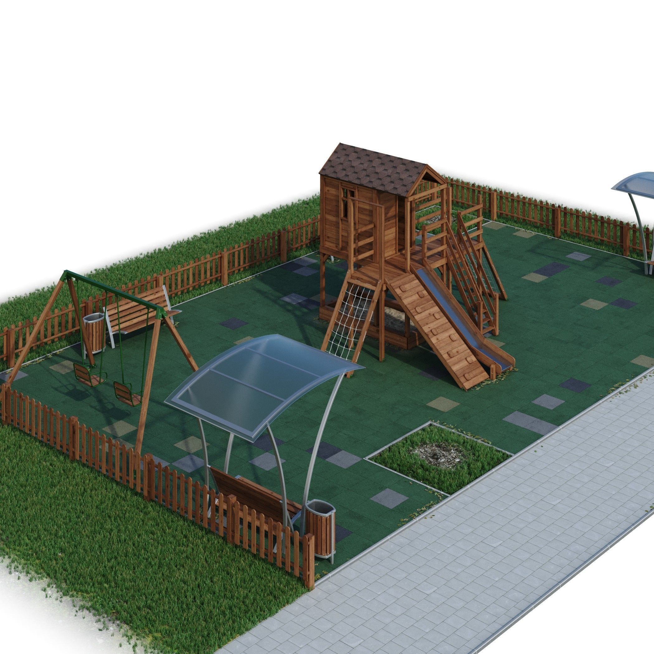 Children playground Forest house 3D model_36