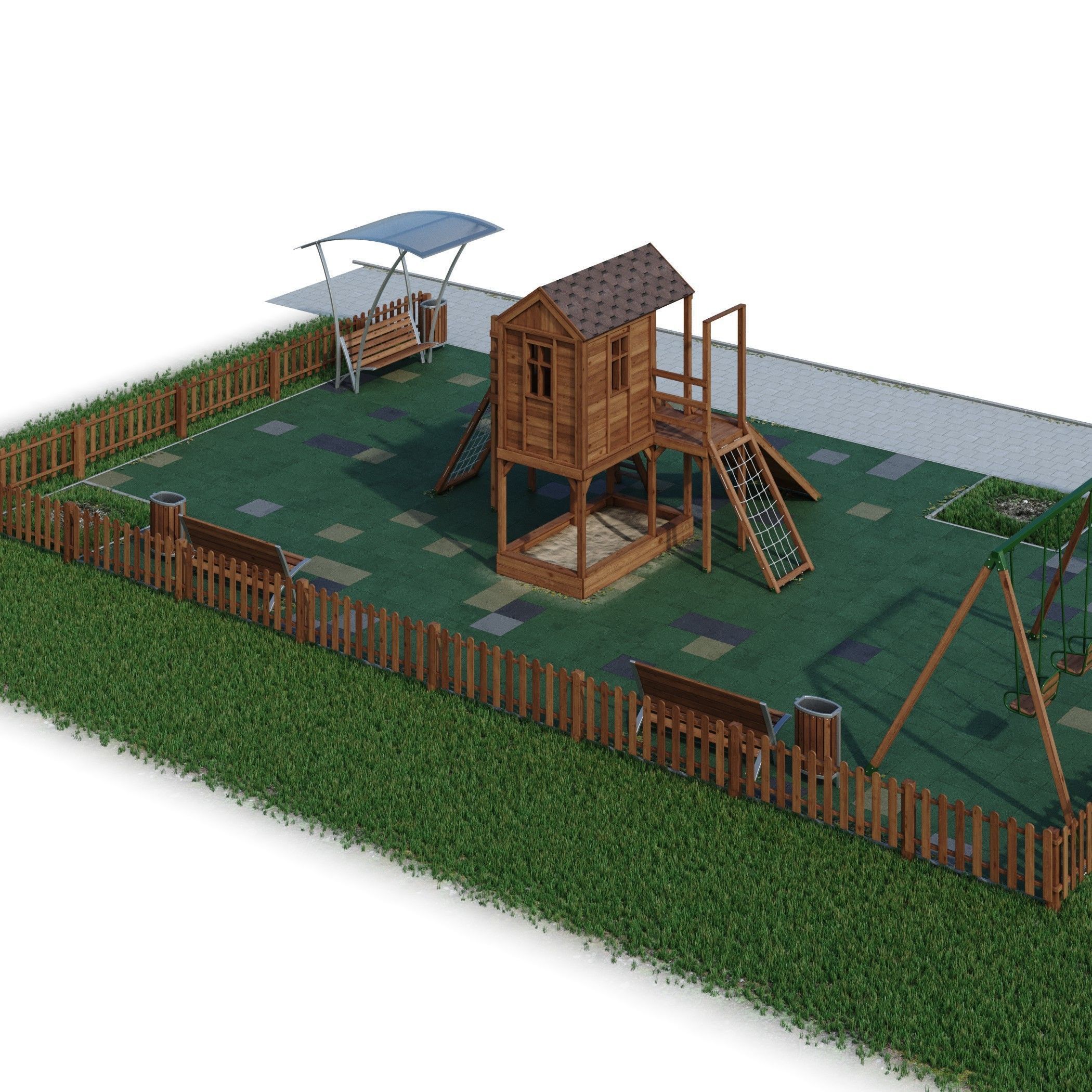 Children playground Forest house 3D model_28