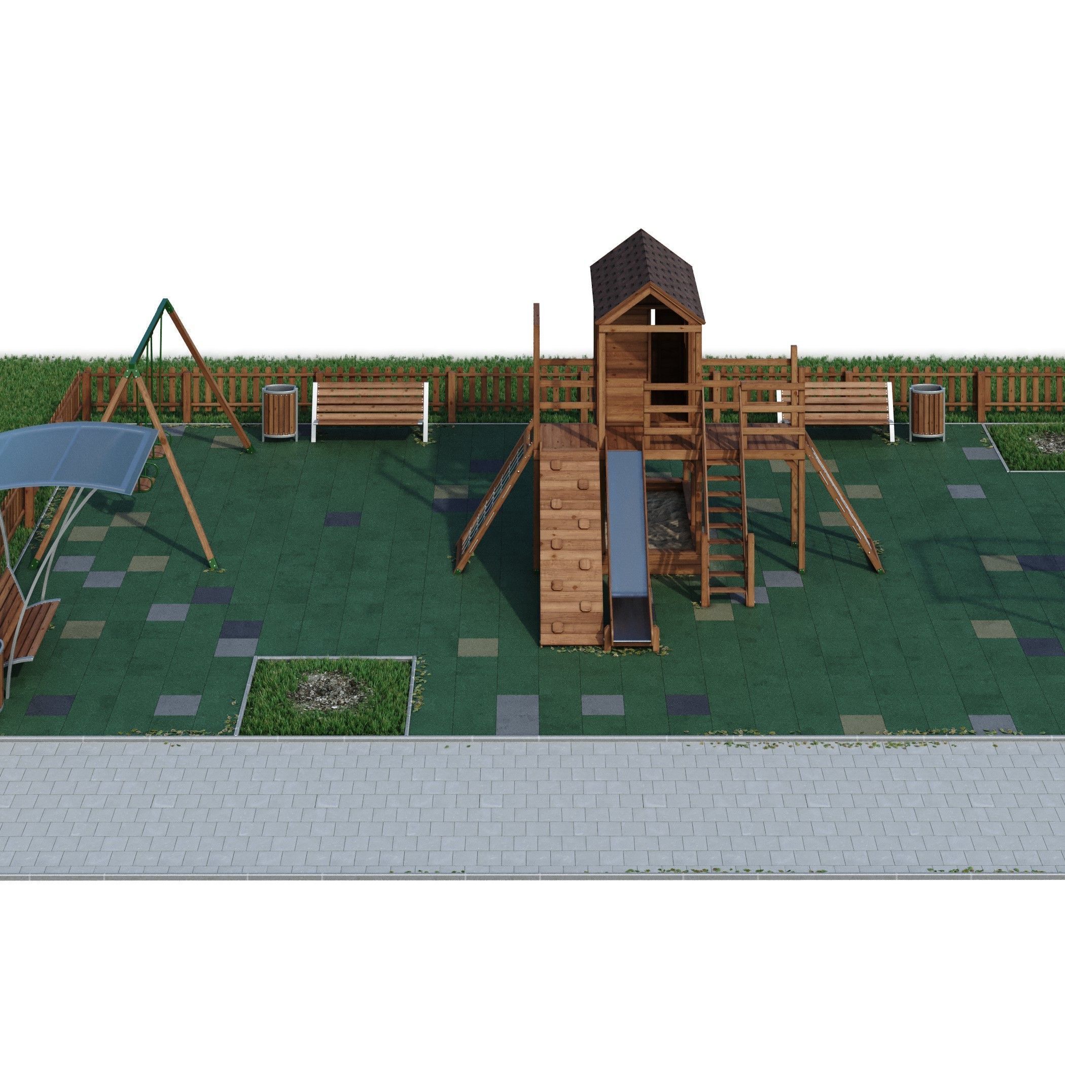 Children playground Forest house 3D model_40