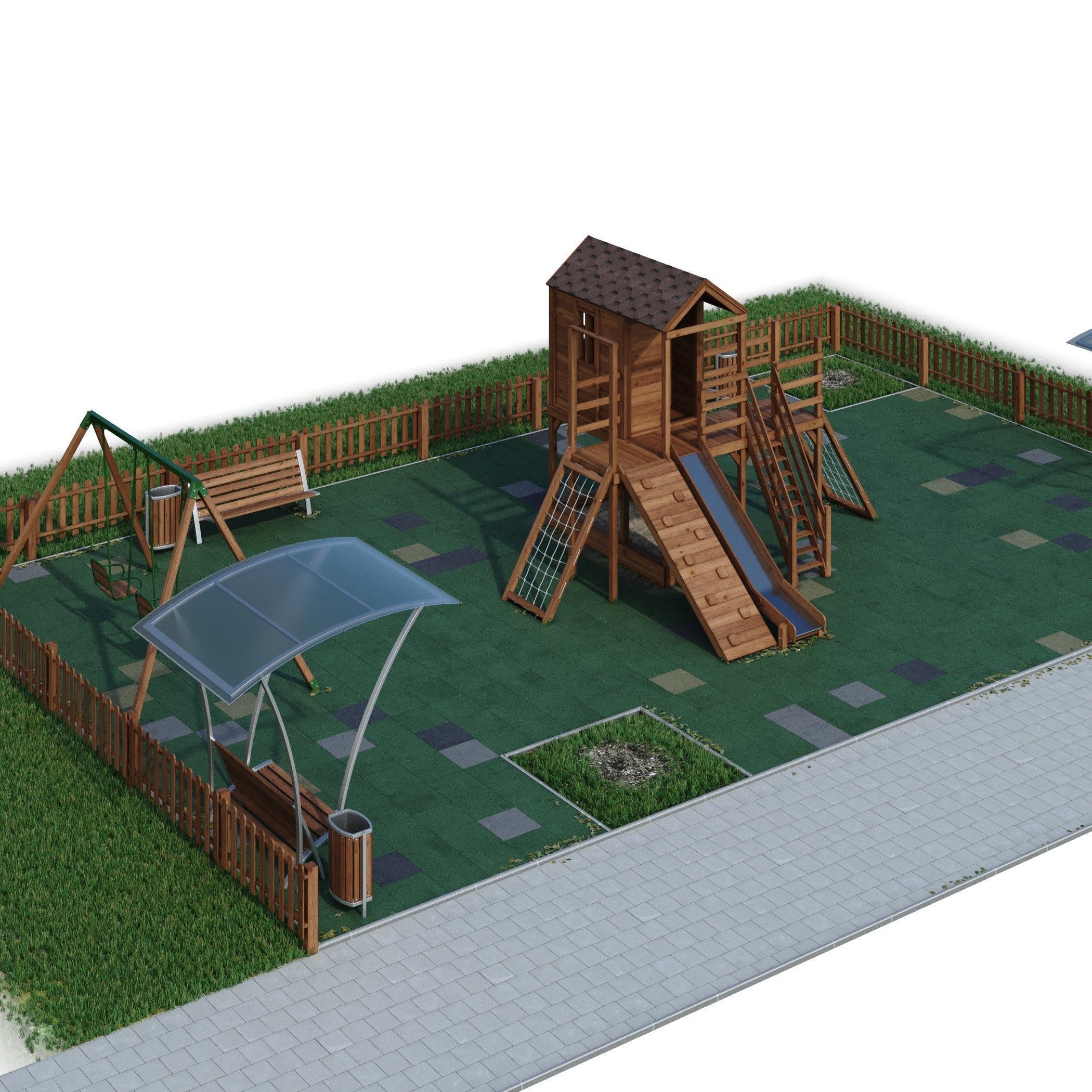 Children playground Forest house 3D model_37