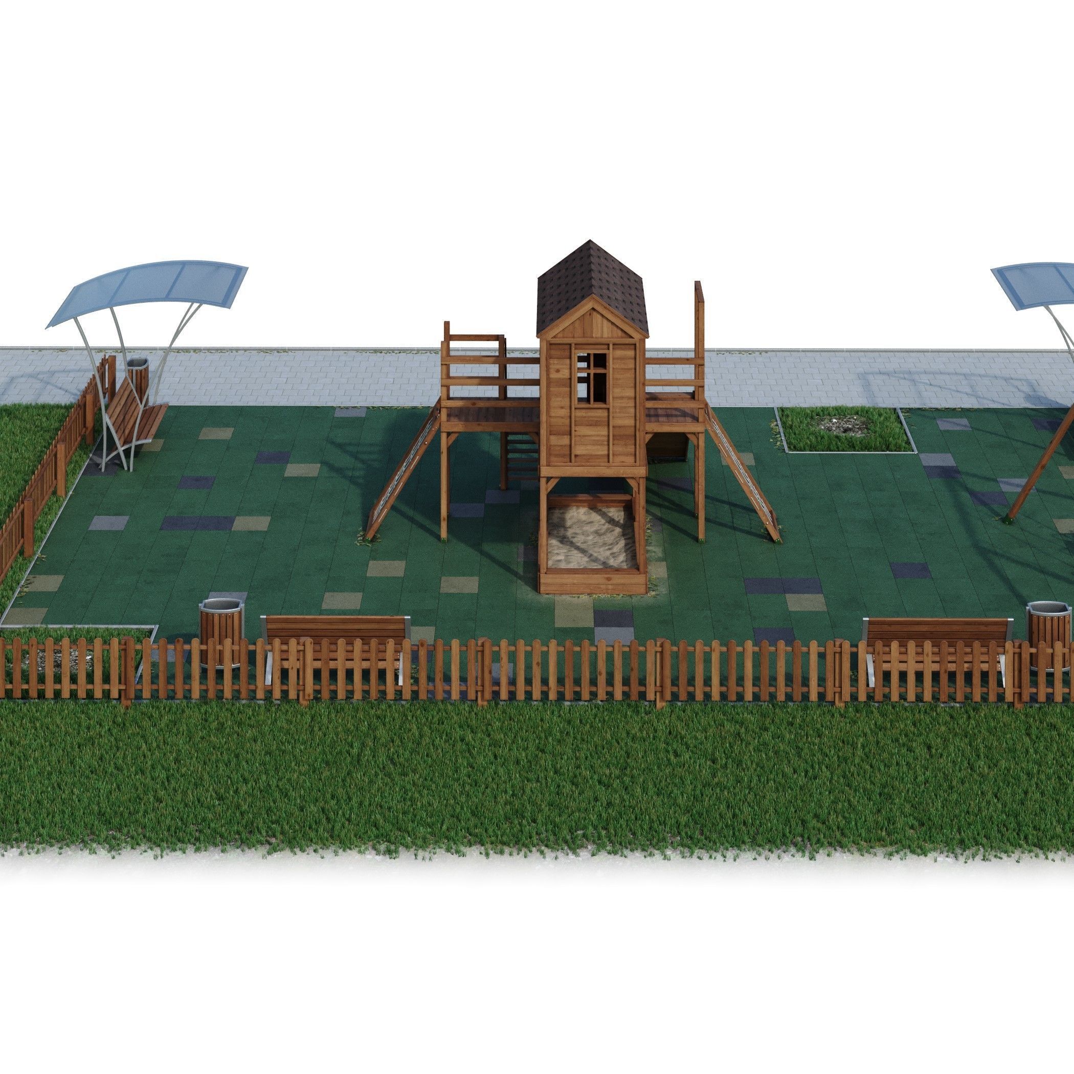 Children playground Forest house 3D model_25