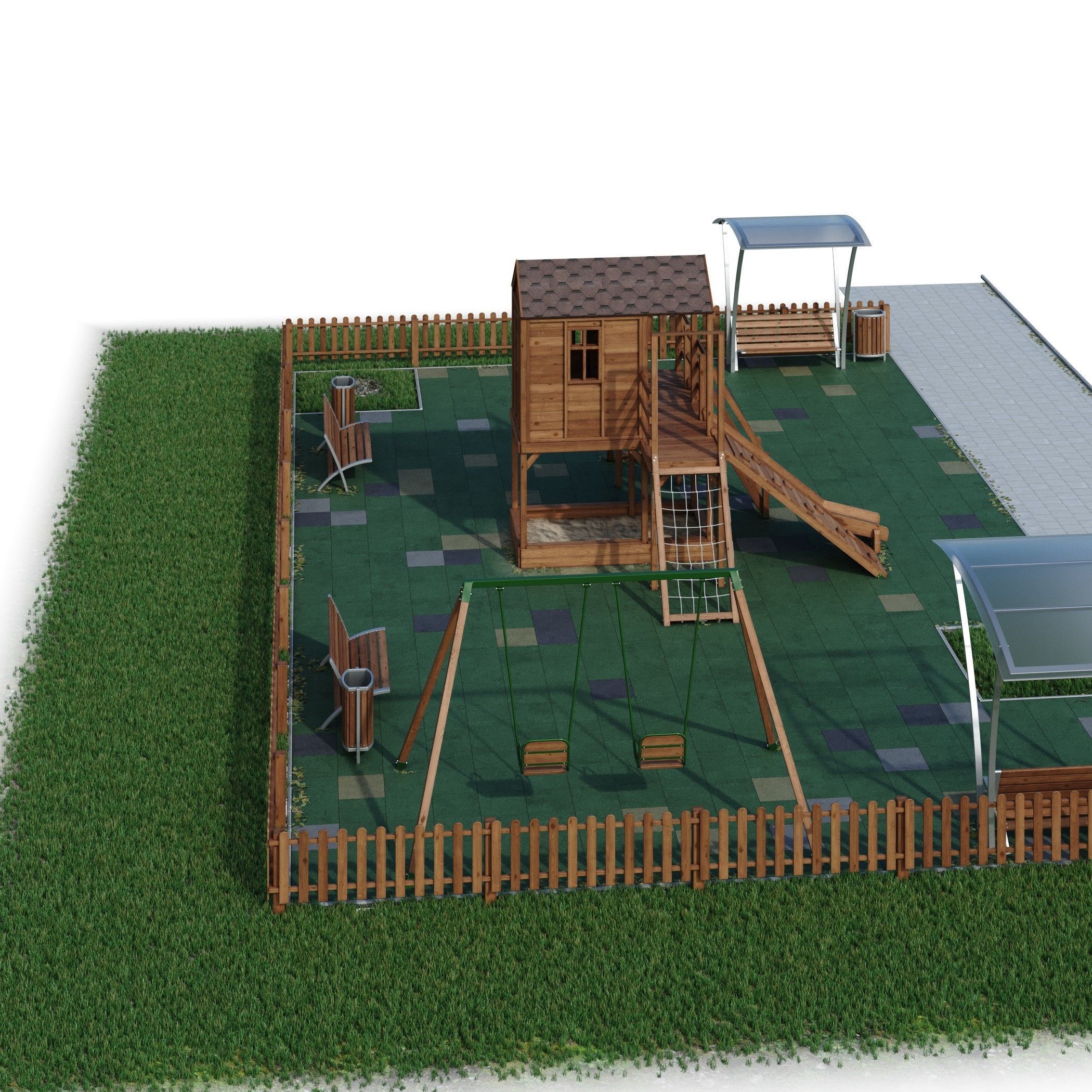 Children playground Forest house 3D model_32