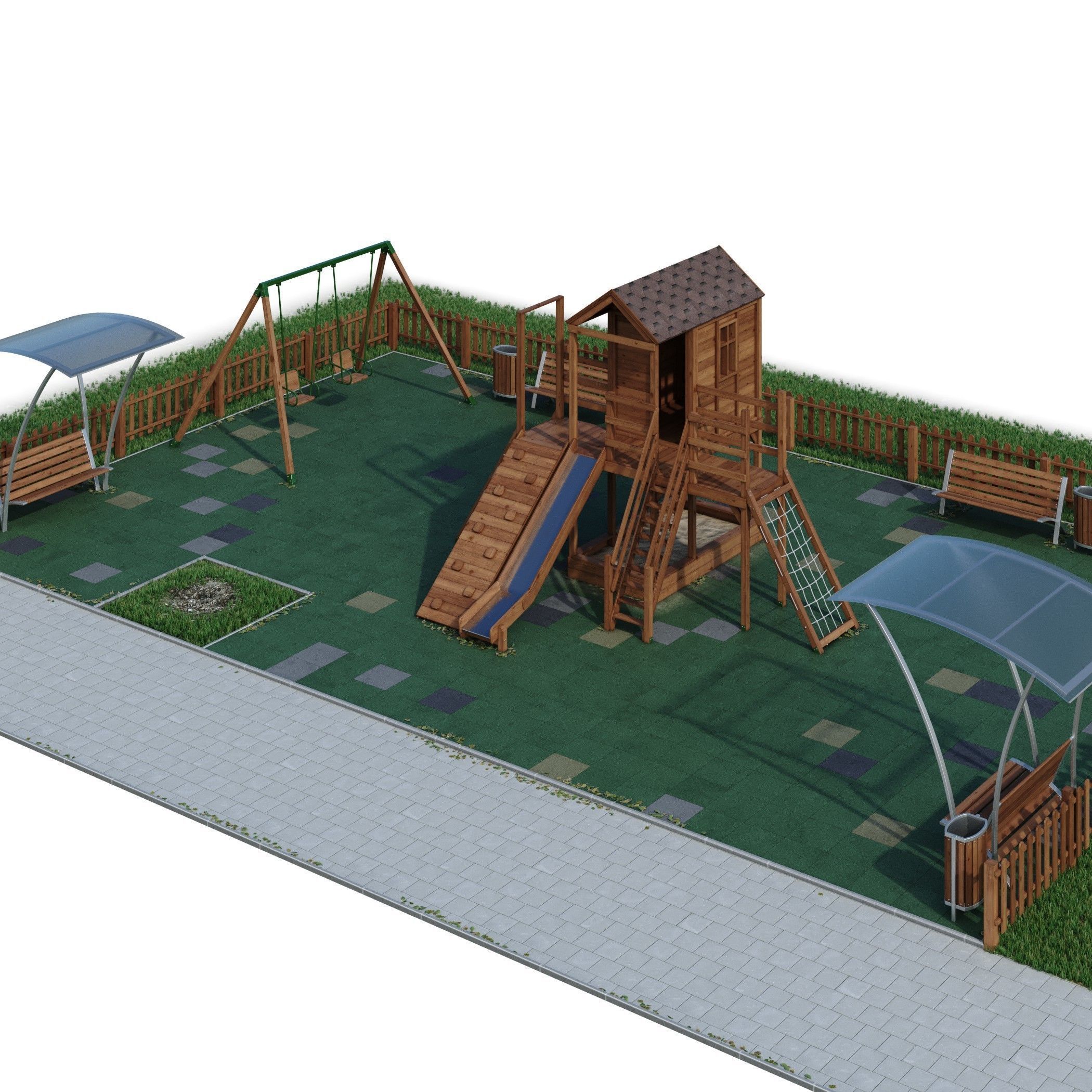 Children playground Forest house 3D model_13