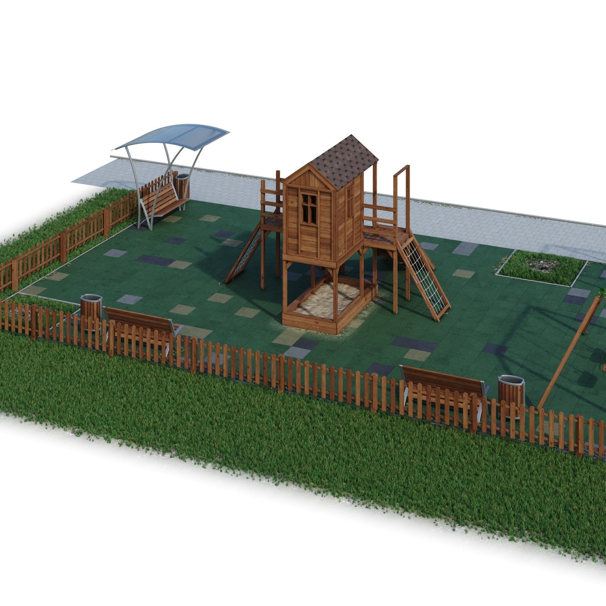 Children playground Forest house 3D model_27