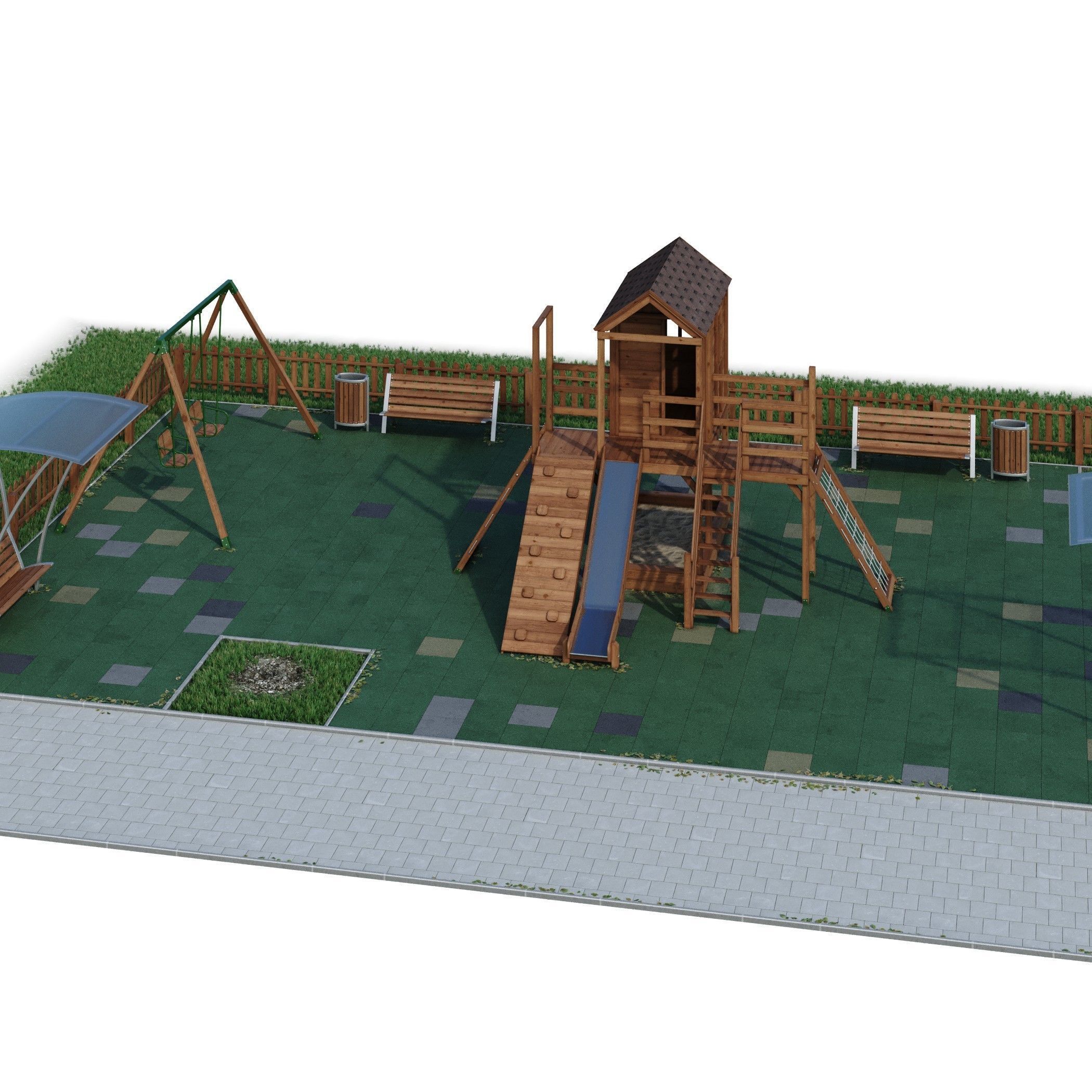 Children playground Forest house 3D model_41