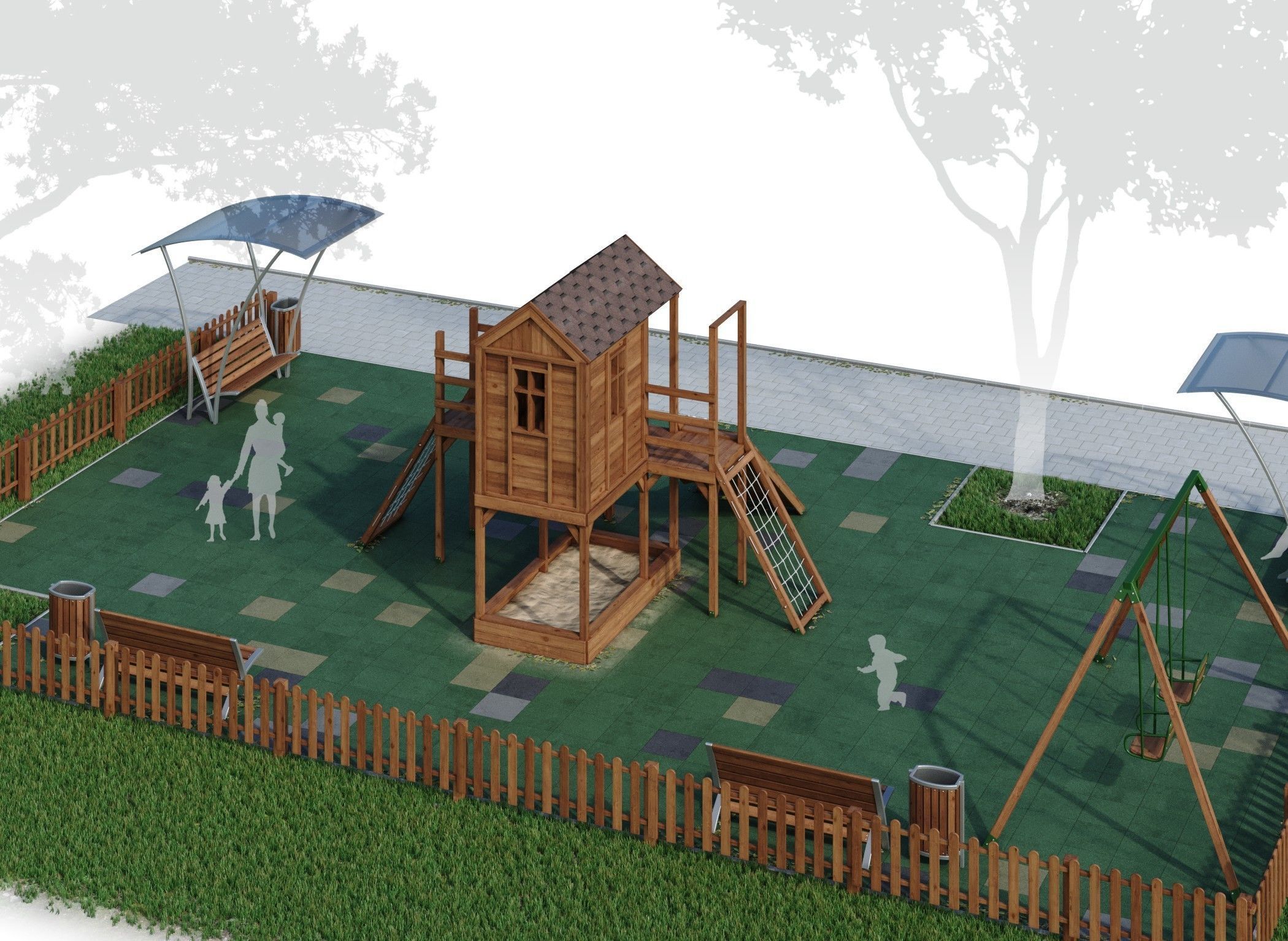 Children playground Forest house 3D model_1