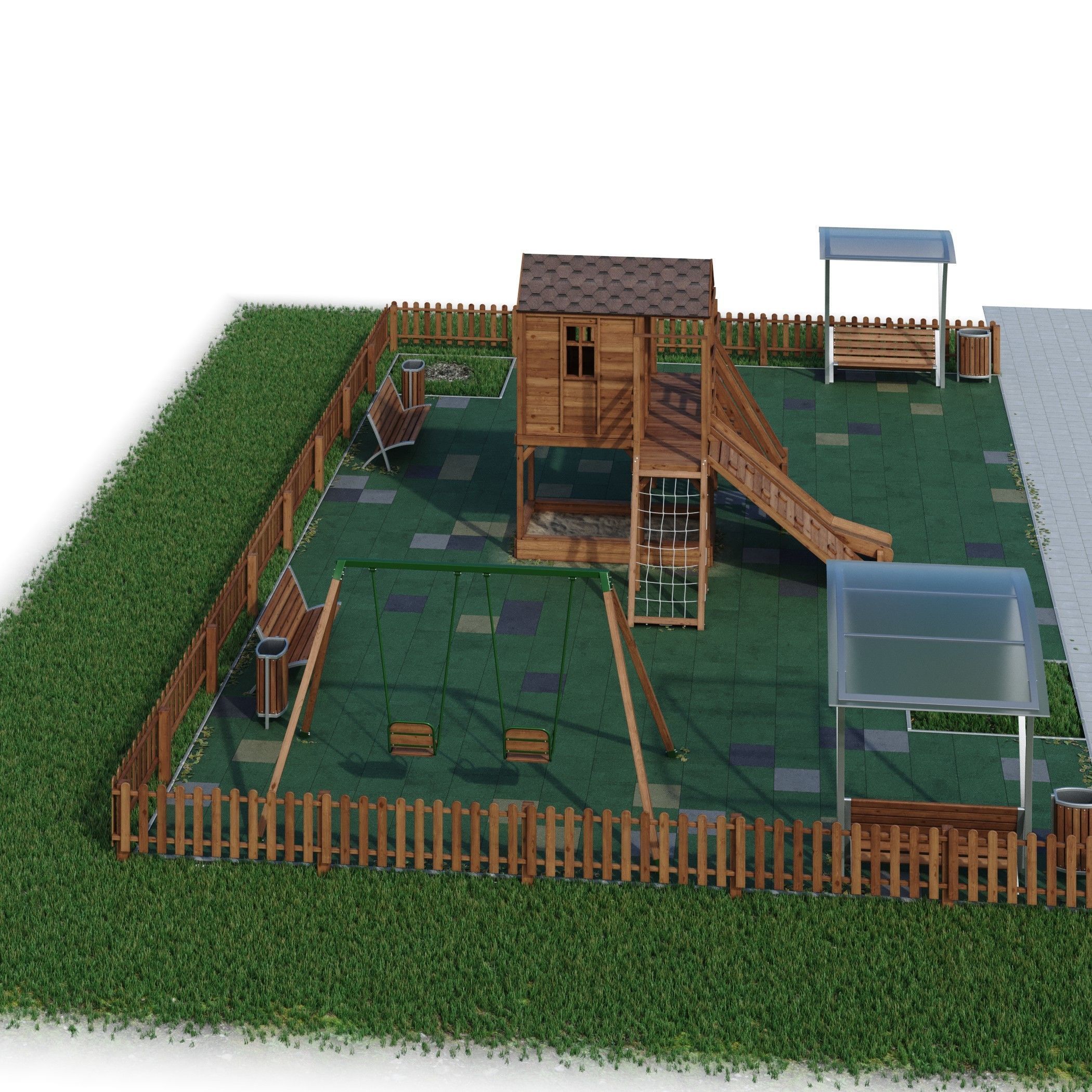 Children playground Forest house 3D model_33
