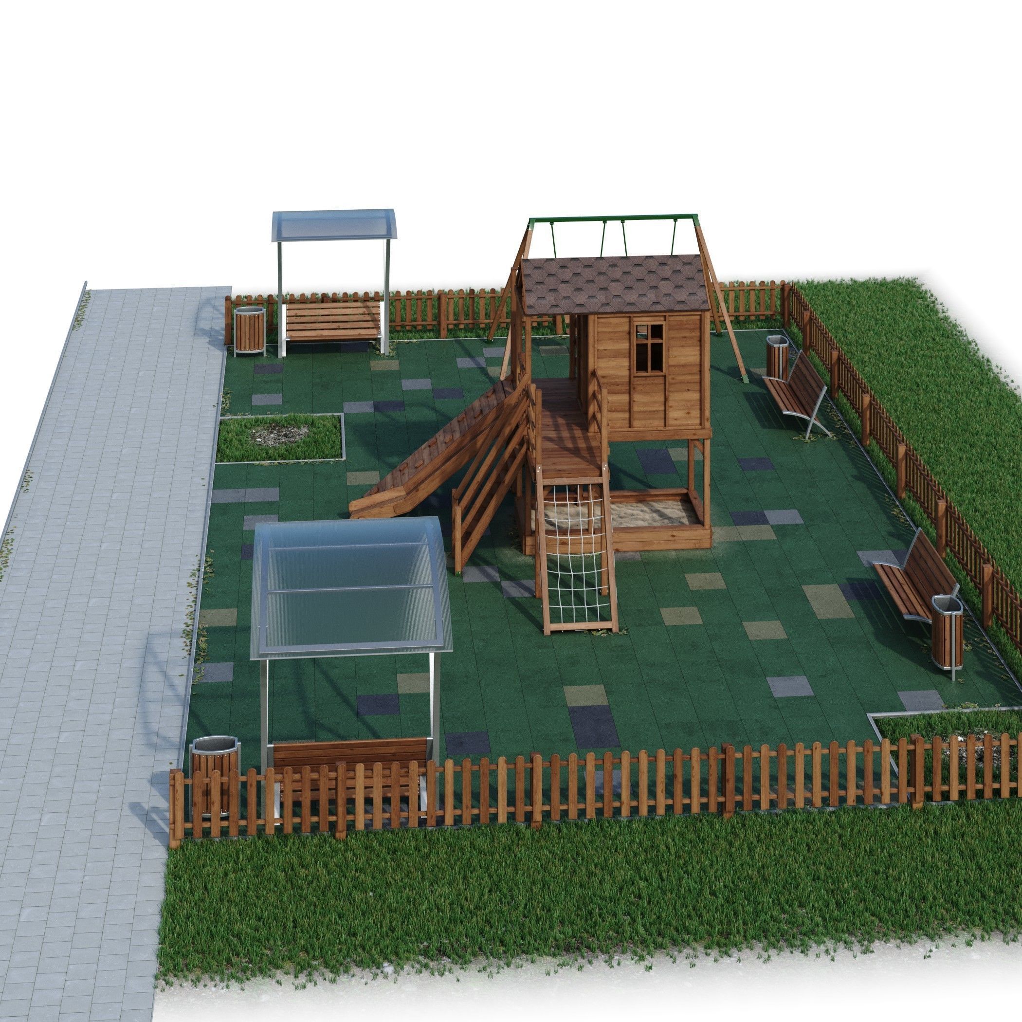 Children playground Forest house 3D model_17