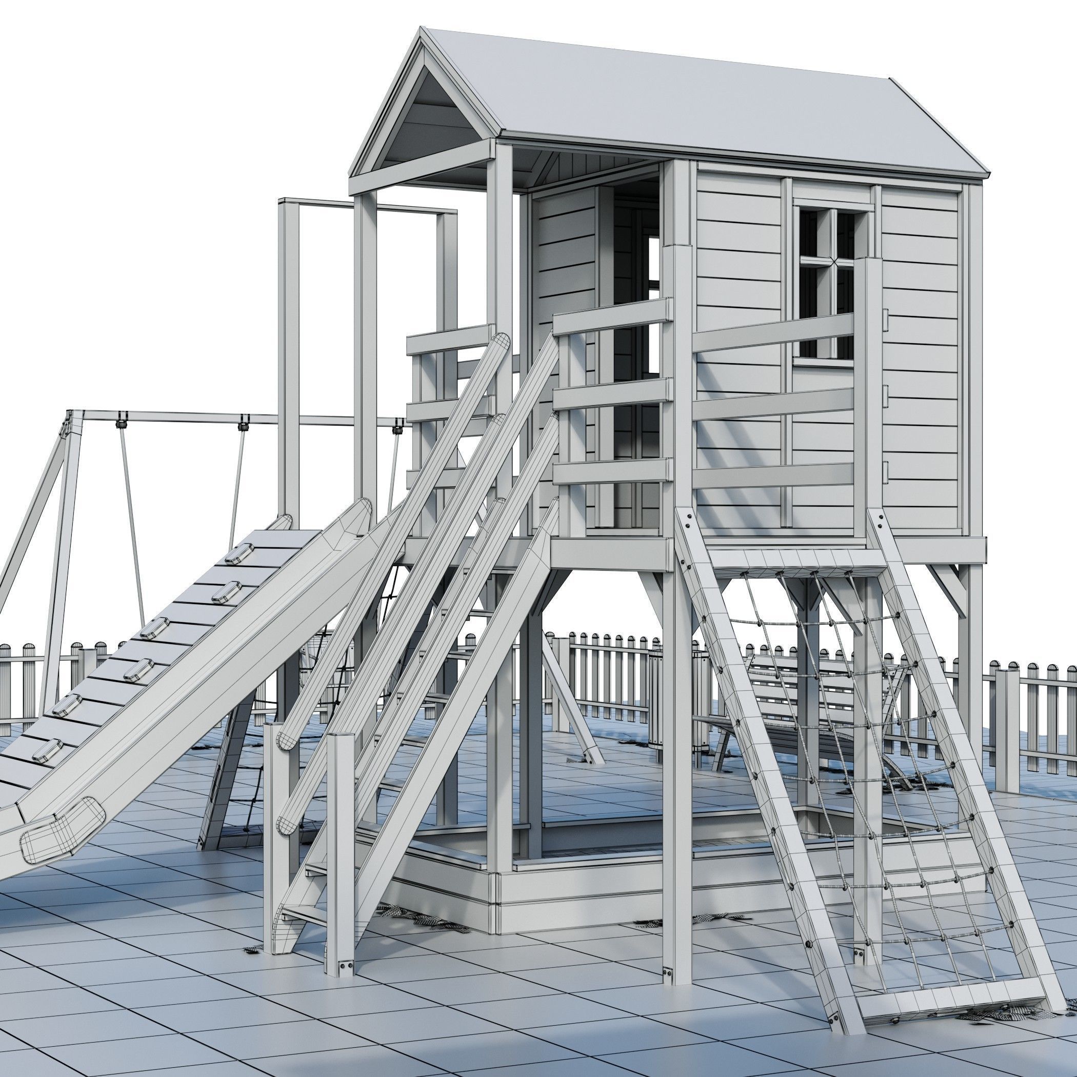 Children playground Forest house 3D model_11