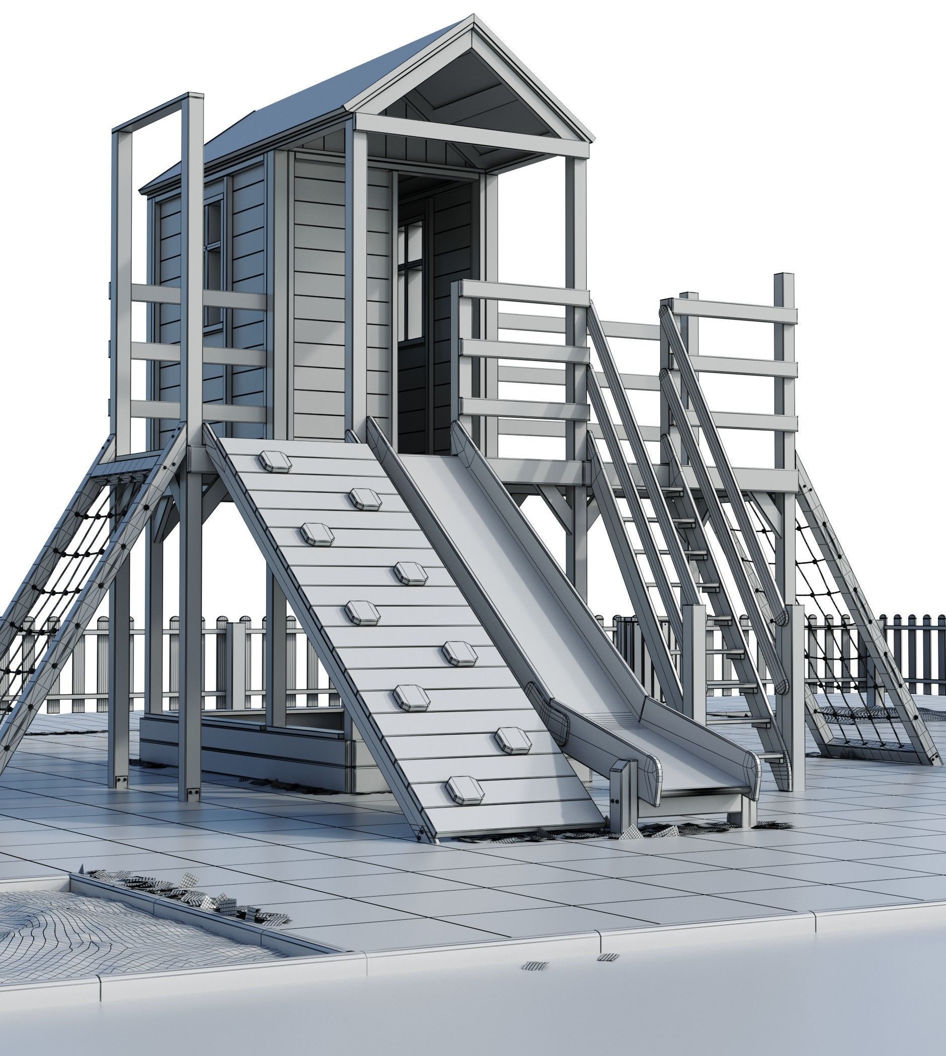 Children playground Forest house 3D model_8
