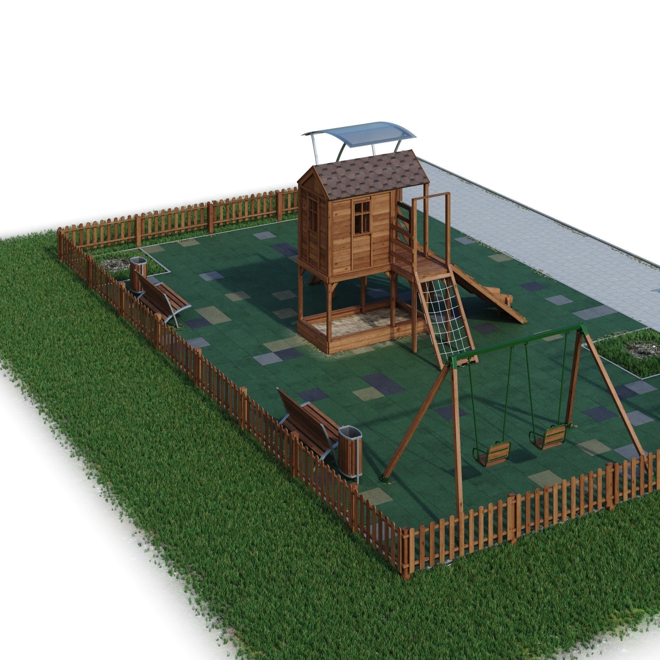 Children playground Forest house 3D model_30