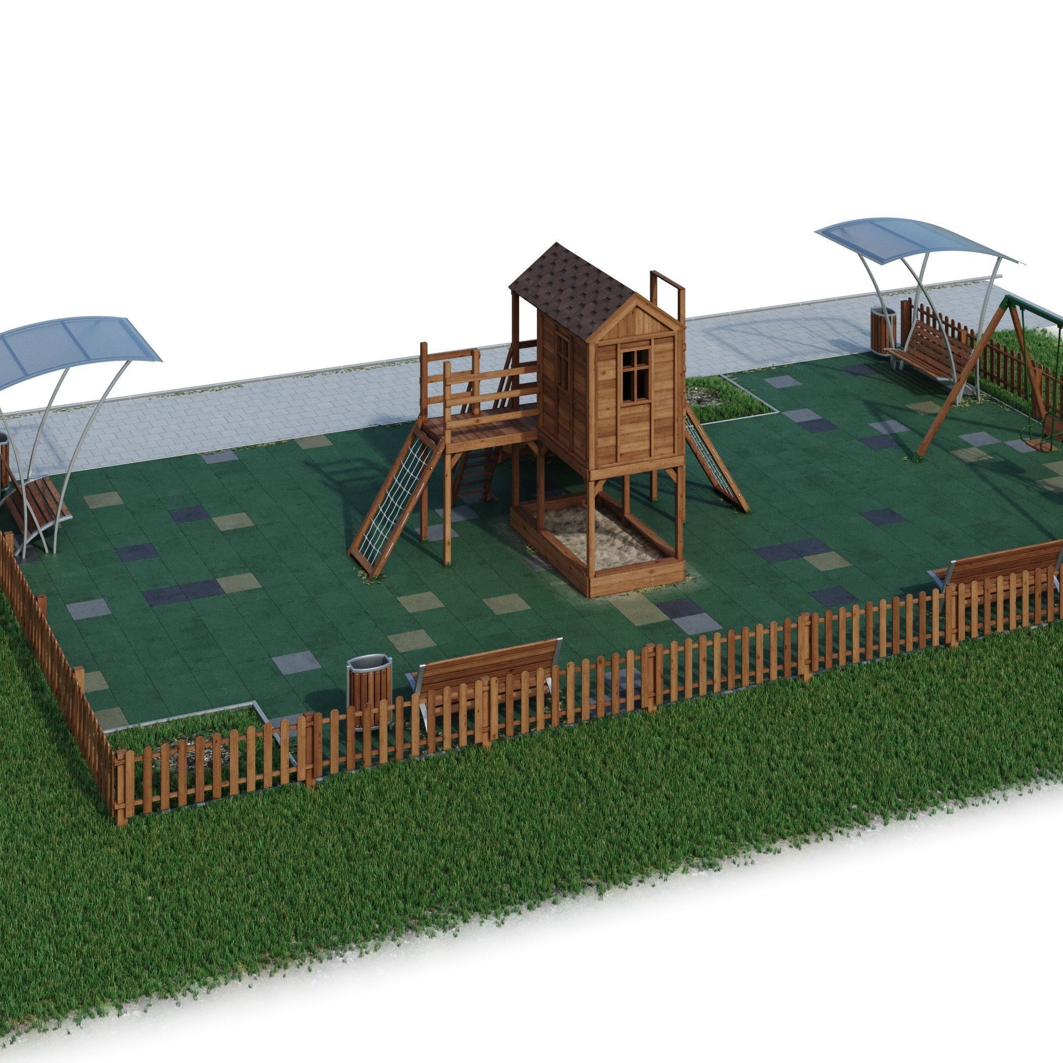 Children playground Forest house 3D model_23