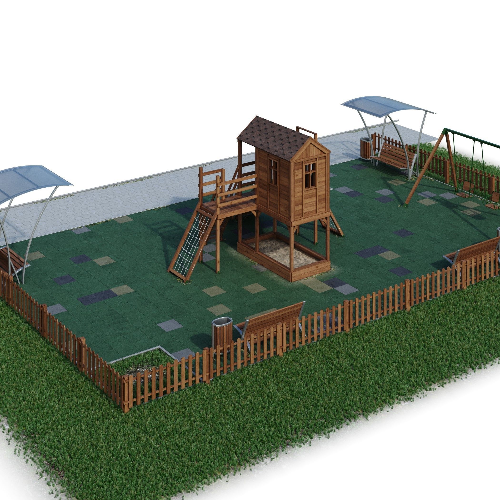 Children playground Forest house 3D model_22