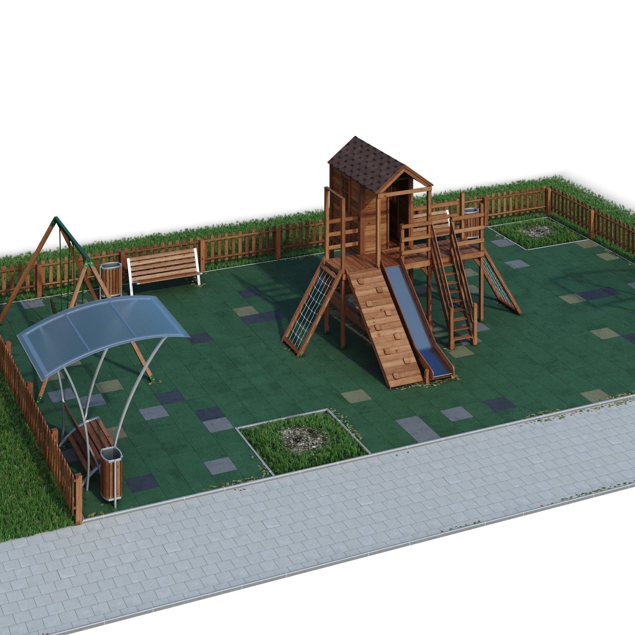 Children playground Forest house 3D model_38
