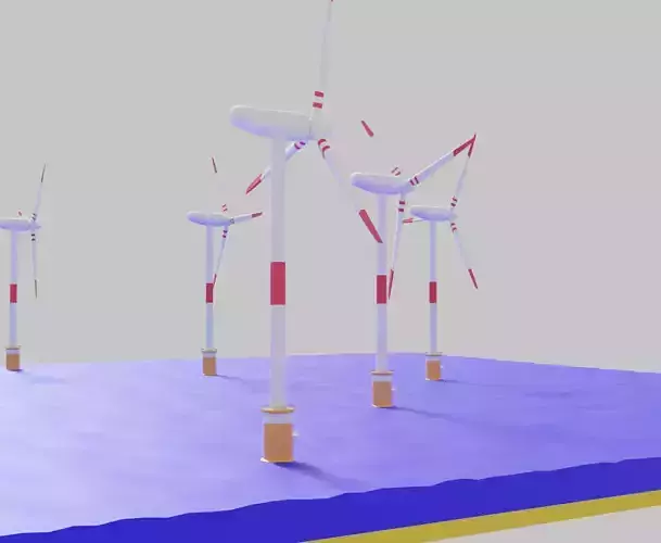 Offshore Wind Turbine Low-poly 3D model