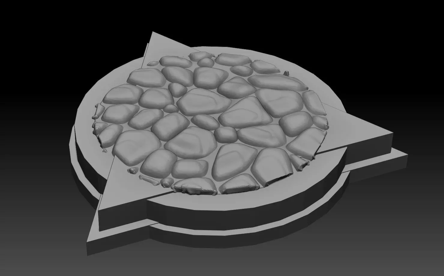 6 DnD figurines base stand foot fantasy roundedstone pack 3D print model_0